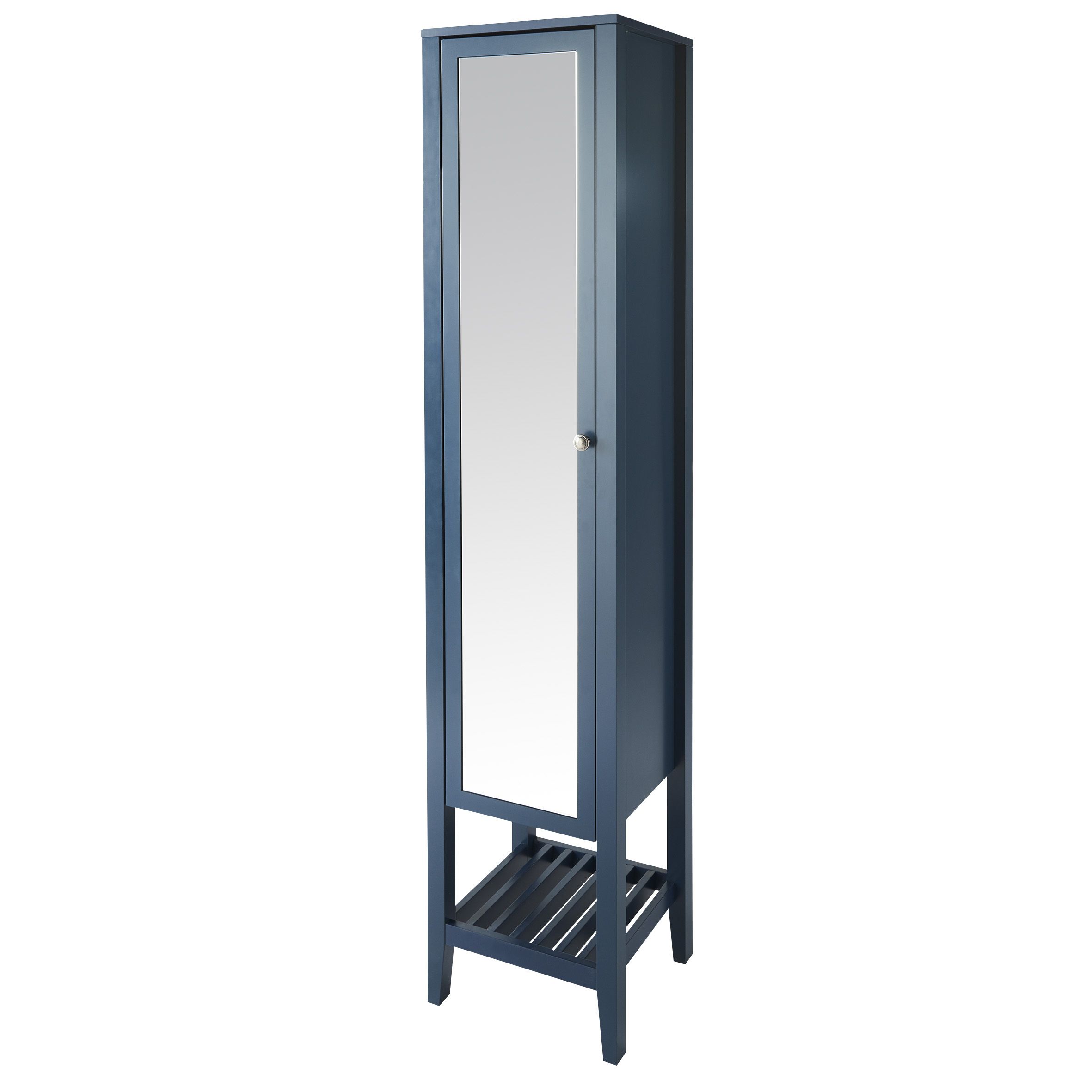 GoodHome Perma Tall Satin Blue Single Freestanding Bathroom Cabinet (H)185cm (W)40cm