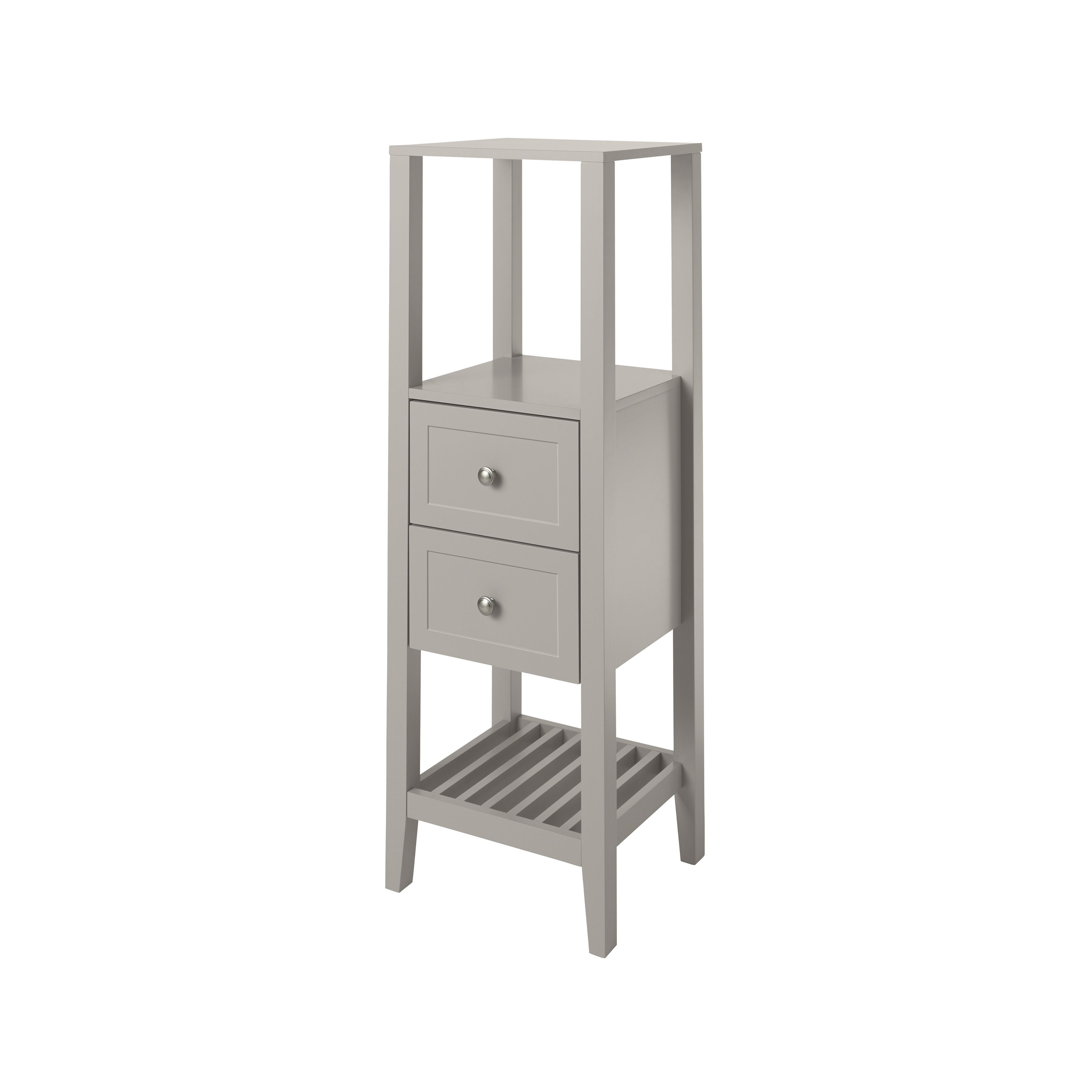 GoodHome Perma Tall Satin Grey Bathroom Cabinet (H)120cm (W)40.2cm ...