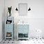 GoodHome Perma Tall Satin Light blue Single Bathroom Cabinet (H)120cm (W)40.2cm