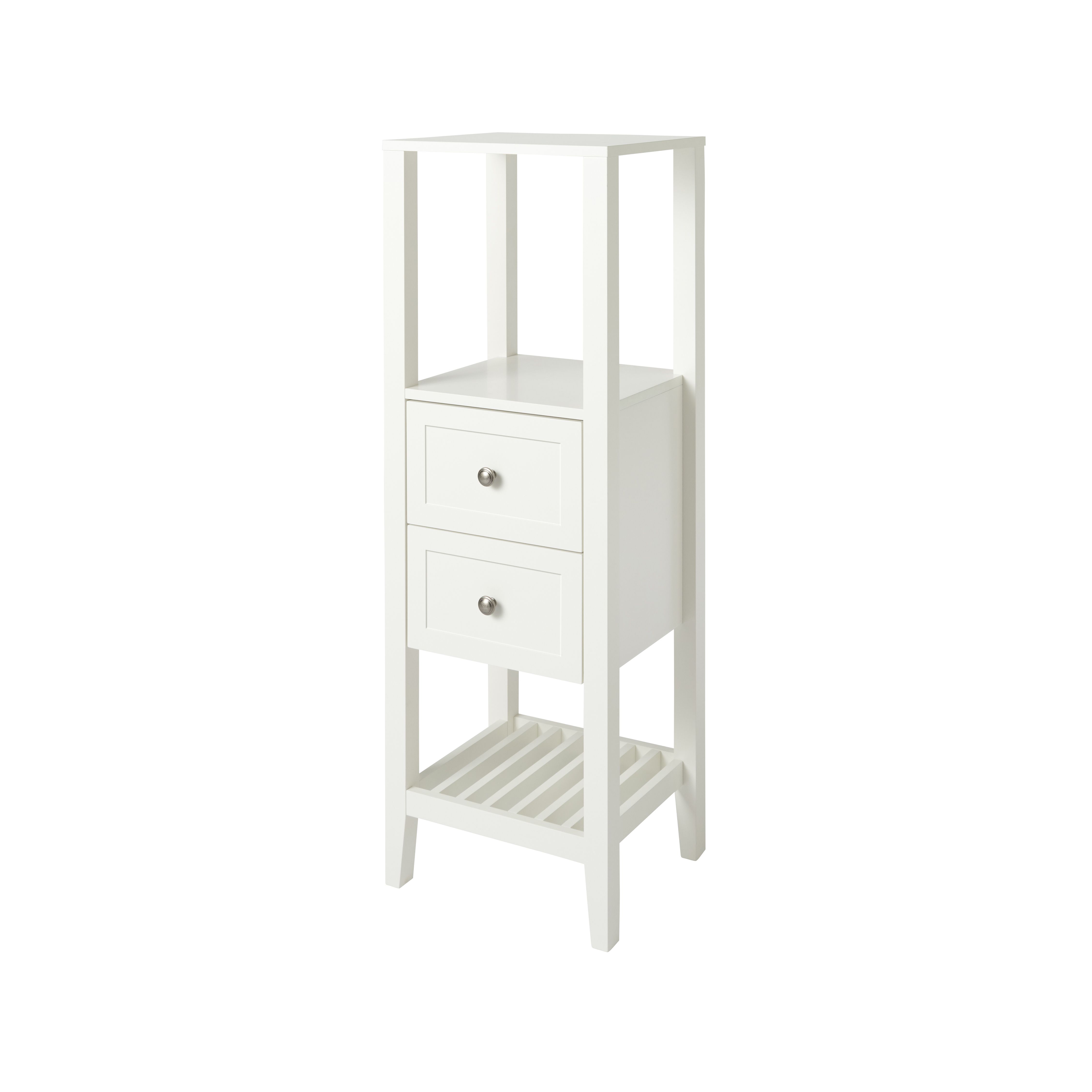 GoodHome Perma Tall Satin White Freestanding Bathroom (H)120cm