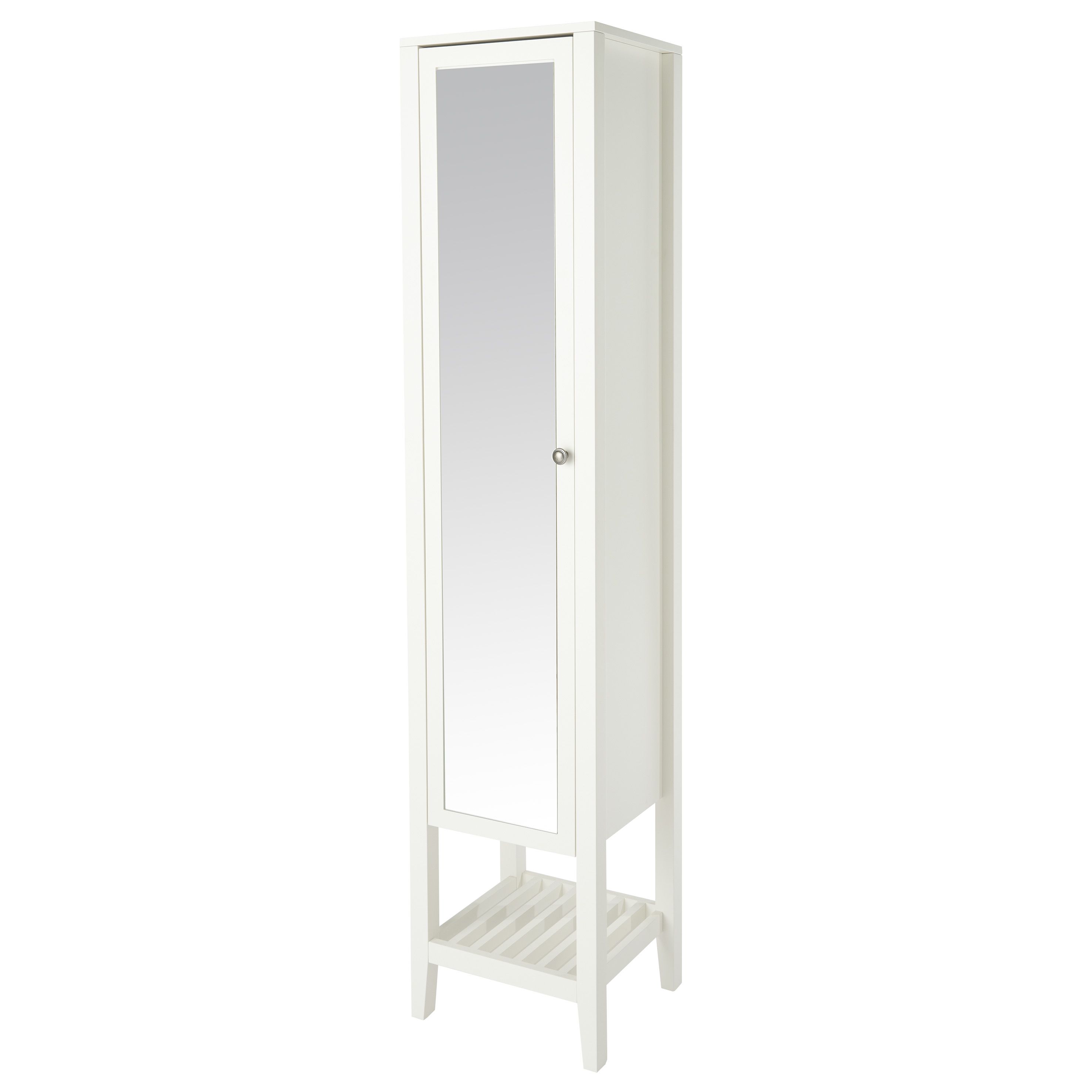 GoodHome Perma Tall Satin White Single Bathroom Cabinet (H)185cm (W ...