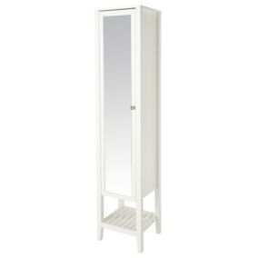 GoodHome Perma Tall Satin White Single Freestanding Bathroom Cabinet (H)185cm (W)40cm