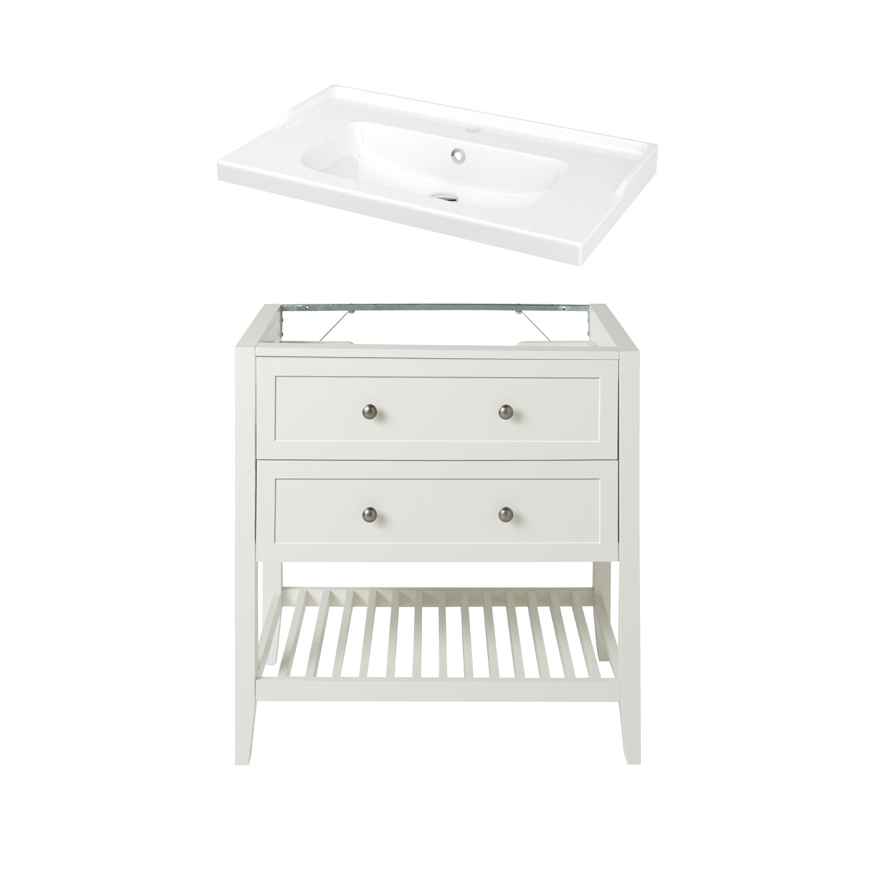 GoodHome Perma White Freestanding Vanity unit & basin set (W)804mm (H