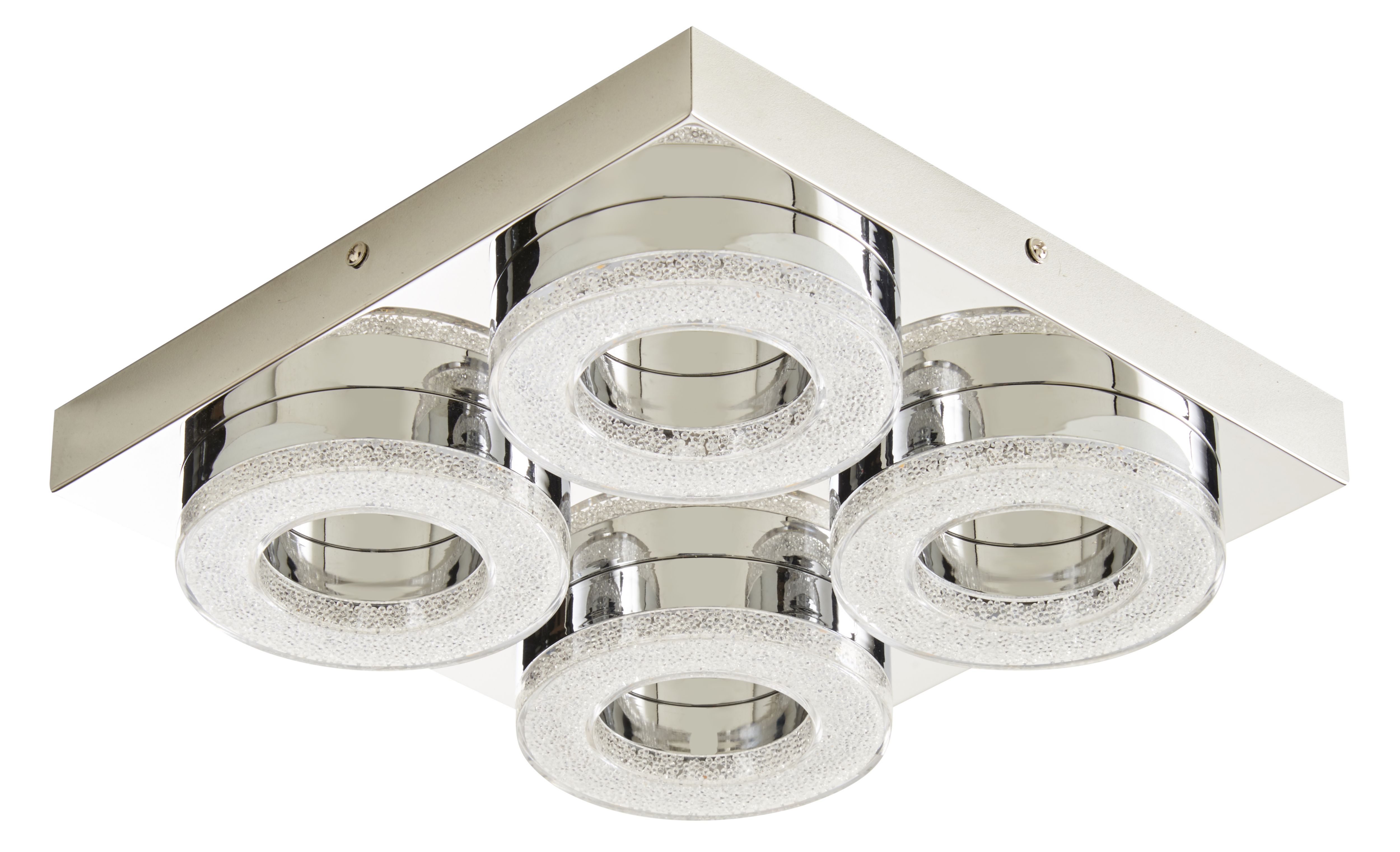 GoodHome Perna Square Brushed Metal & plastic Chrome effect LED Ceiling light