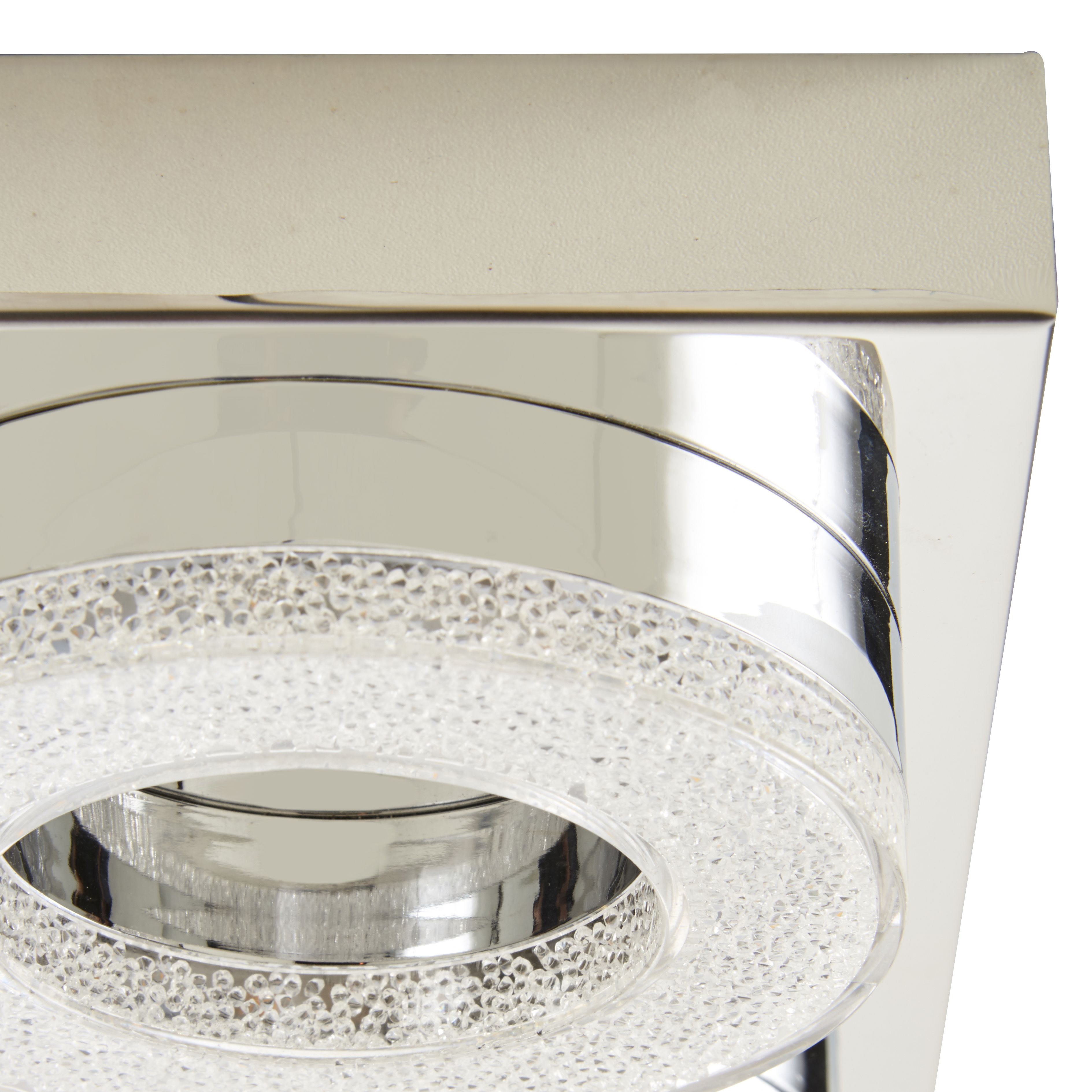 GoodHome Perna Square Brushed Metal & plastic Chrome effect LED Ceiling light