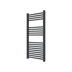 GoodHome Petworth Vertical Towel radiator, Anthracite (W)450mm (H)974mm