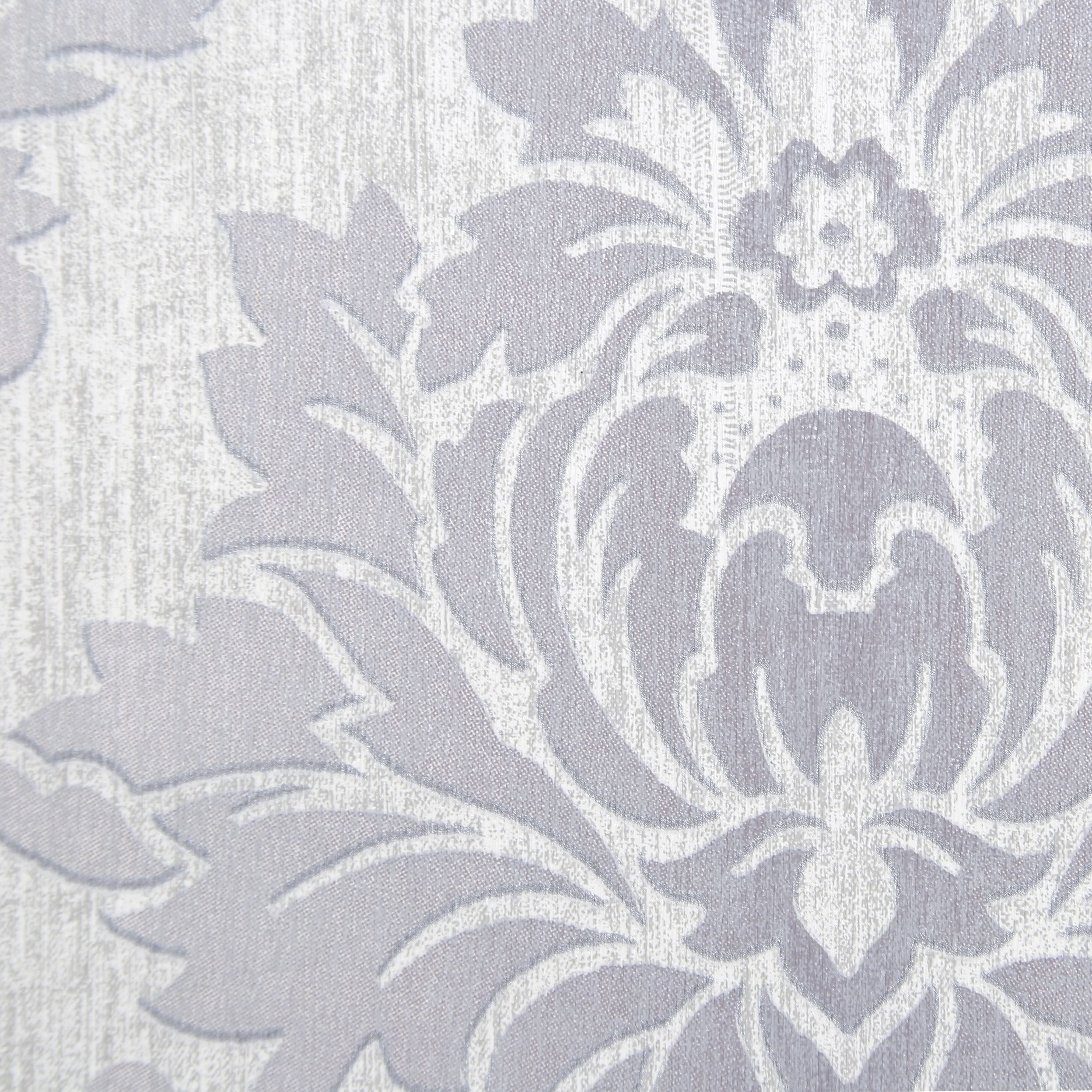 GoodHome Phacelia Grey Damask Textured Wallpaper Sample