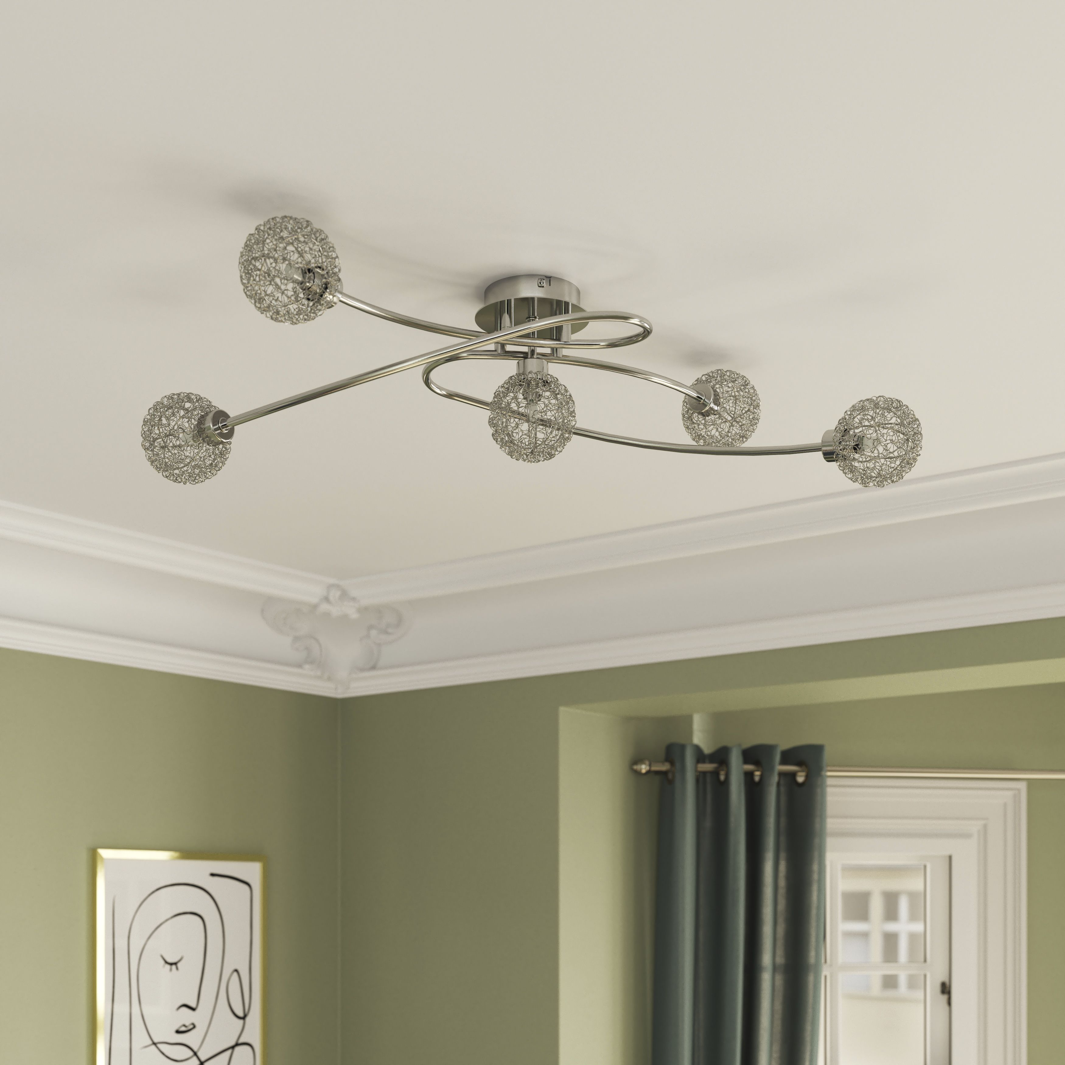 GoodHome Phaidros Plate Metal Chrome 5 Lamp LED Ceiling light