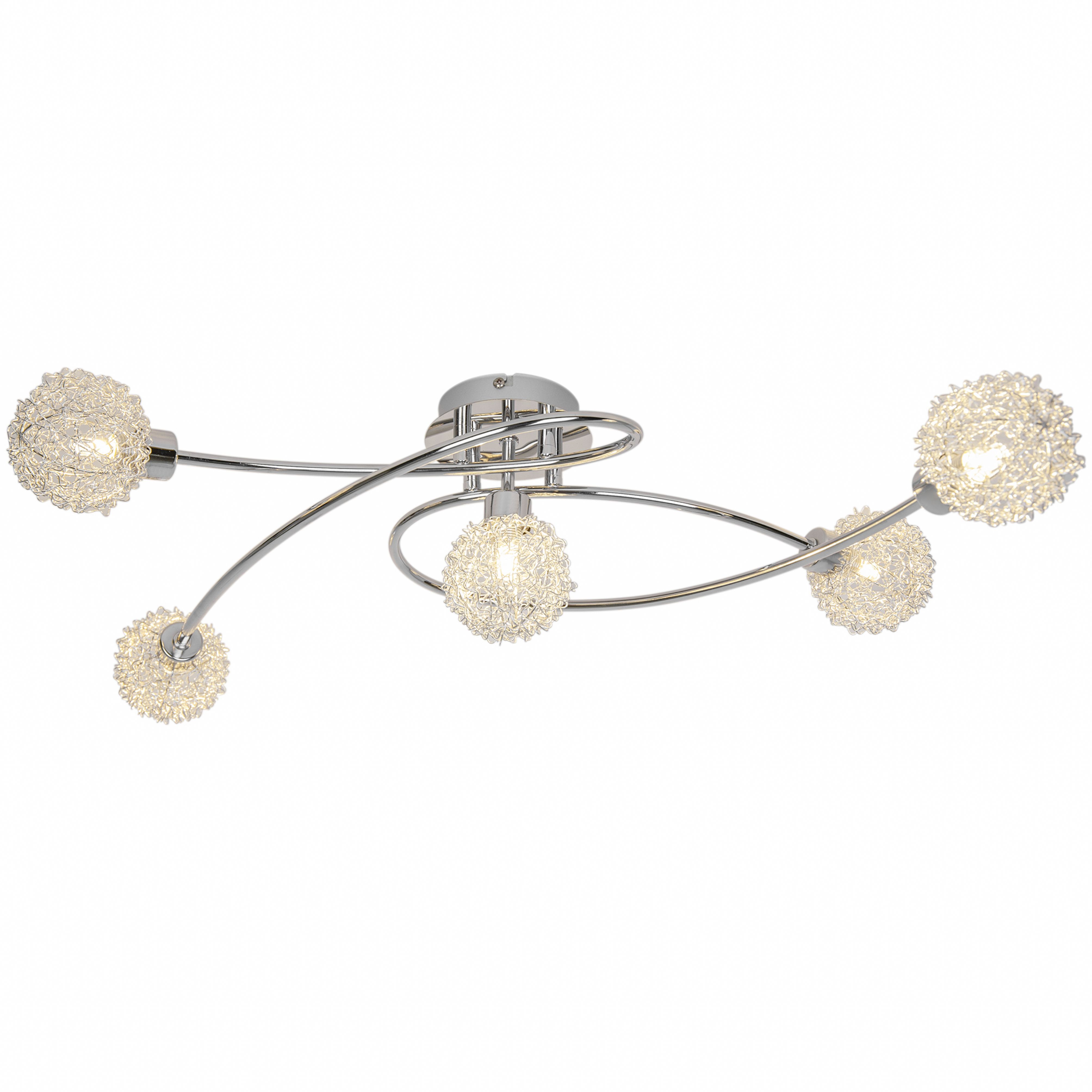 GoodHome Phaidros Plate Metal Chrome 5 Lamp LED Ceiling light