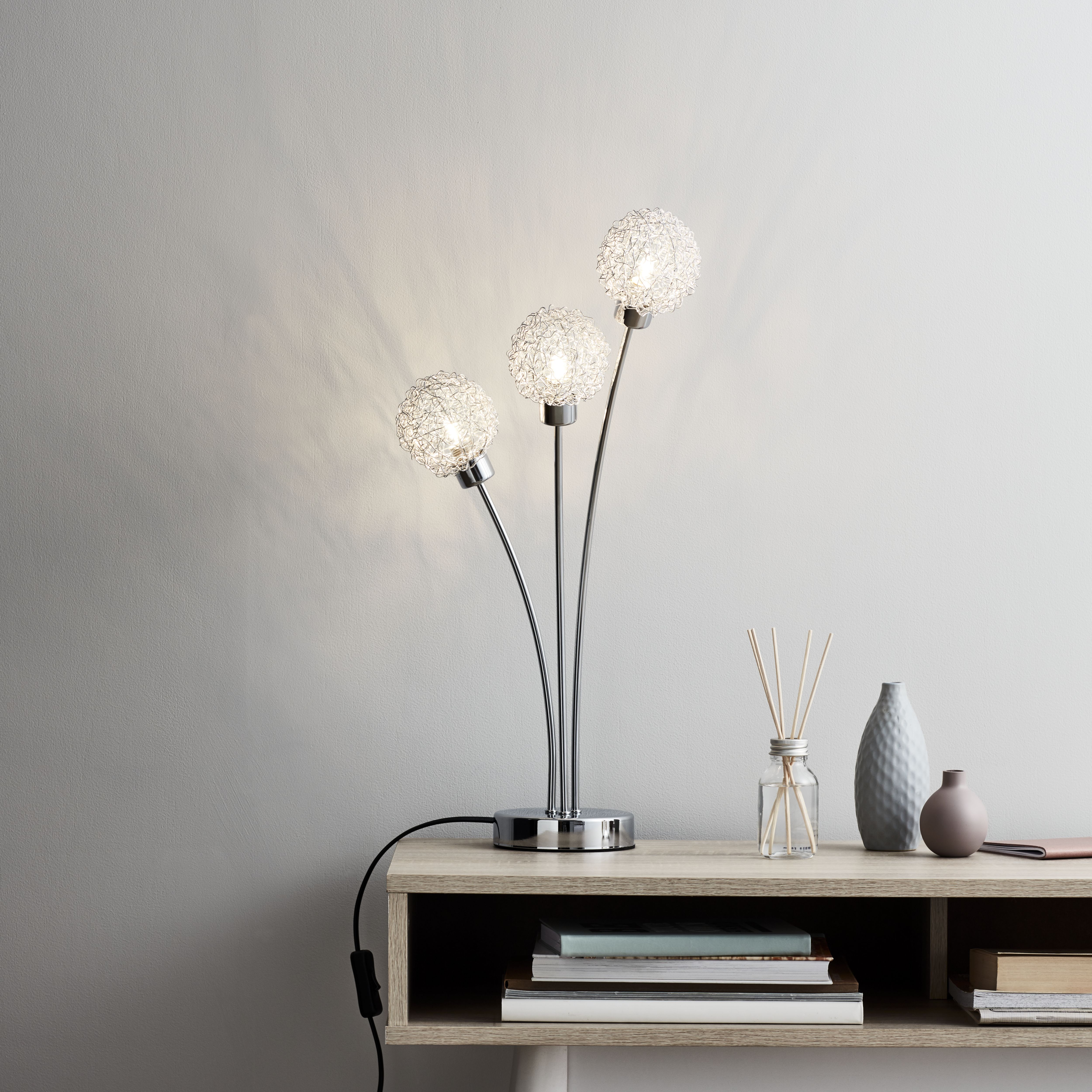 GoodHome Phaidros Spherical Chrome effect Table light