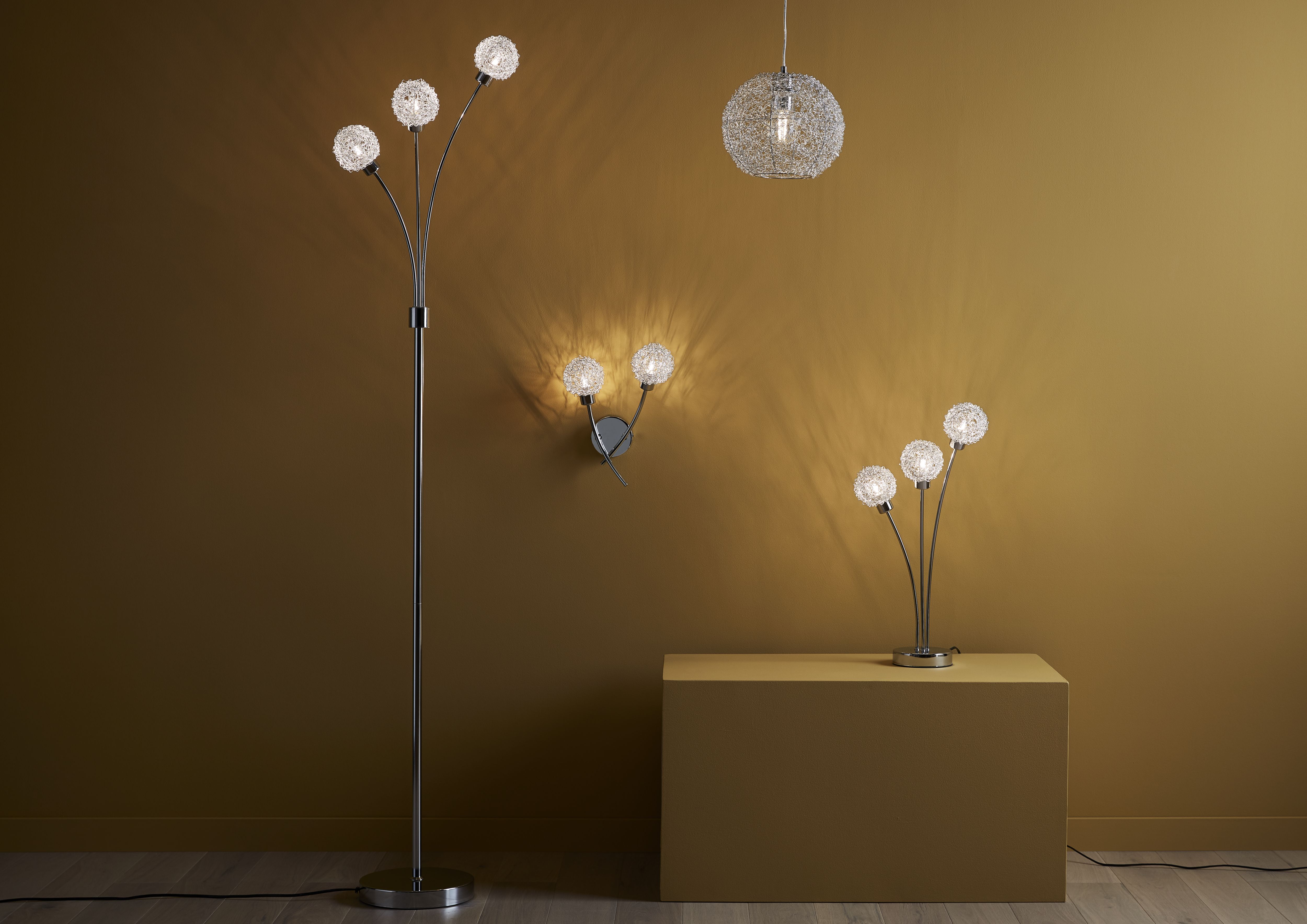 GoodHome Phaidros Spherical Chrome effect Table light