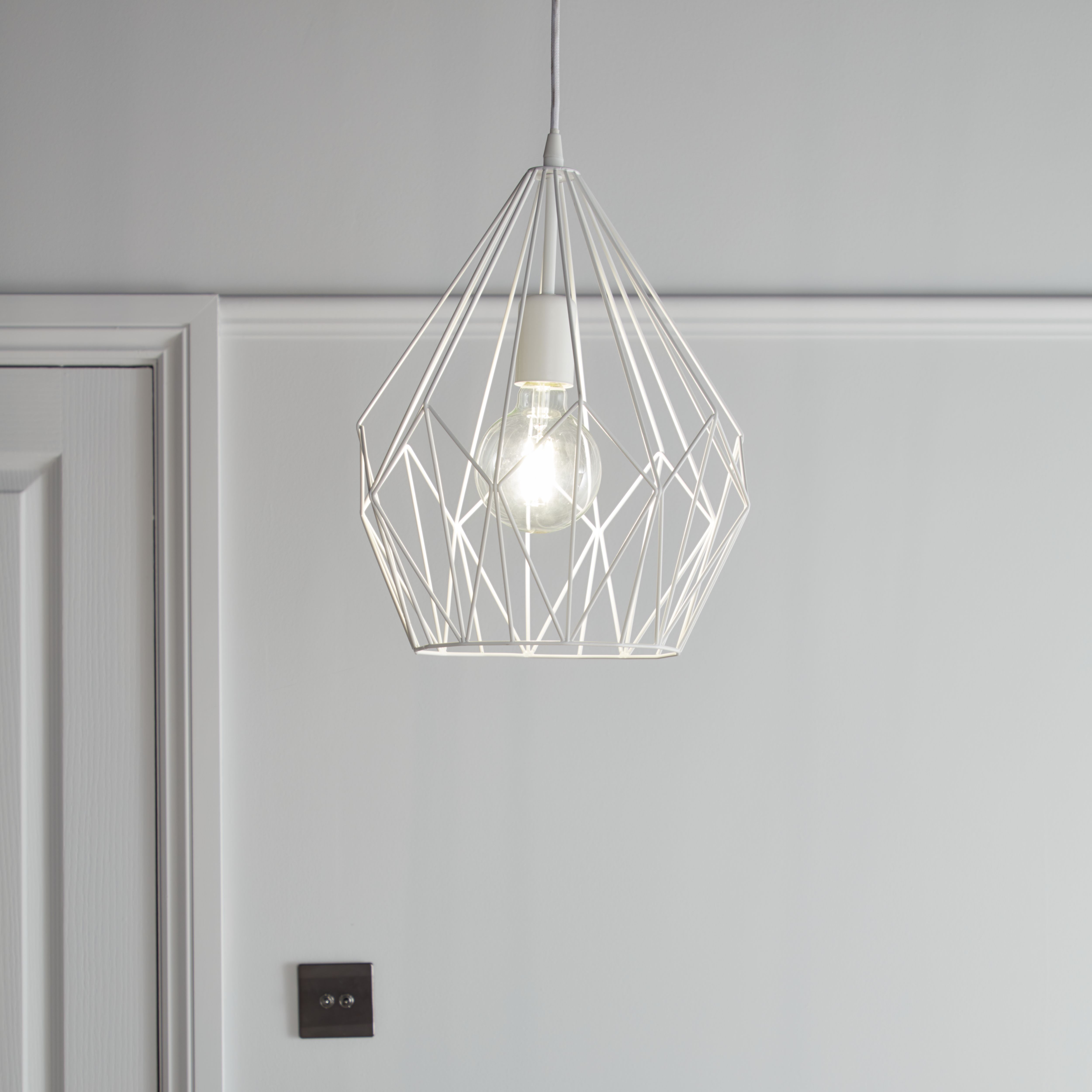 White geometric store pendant light