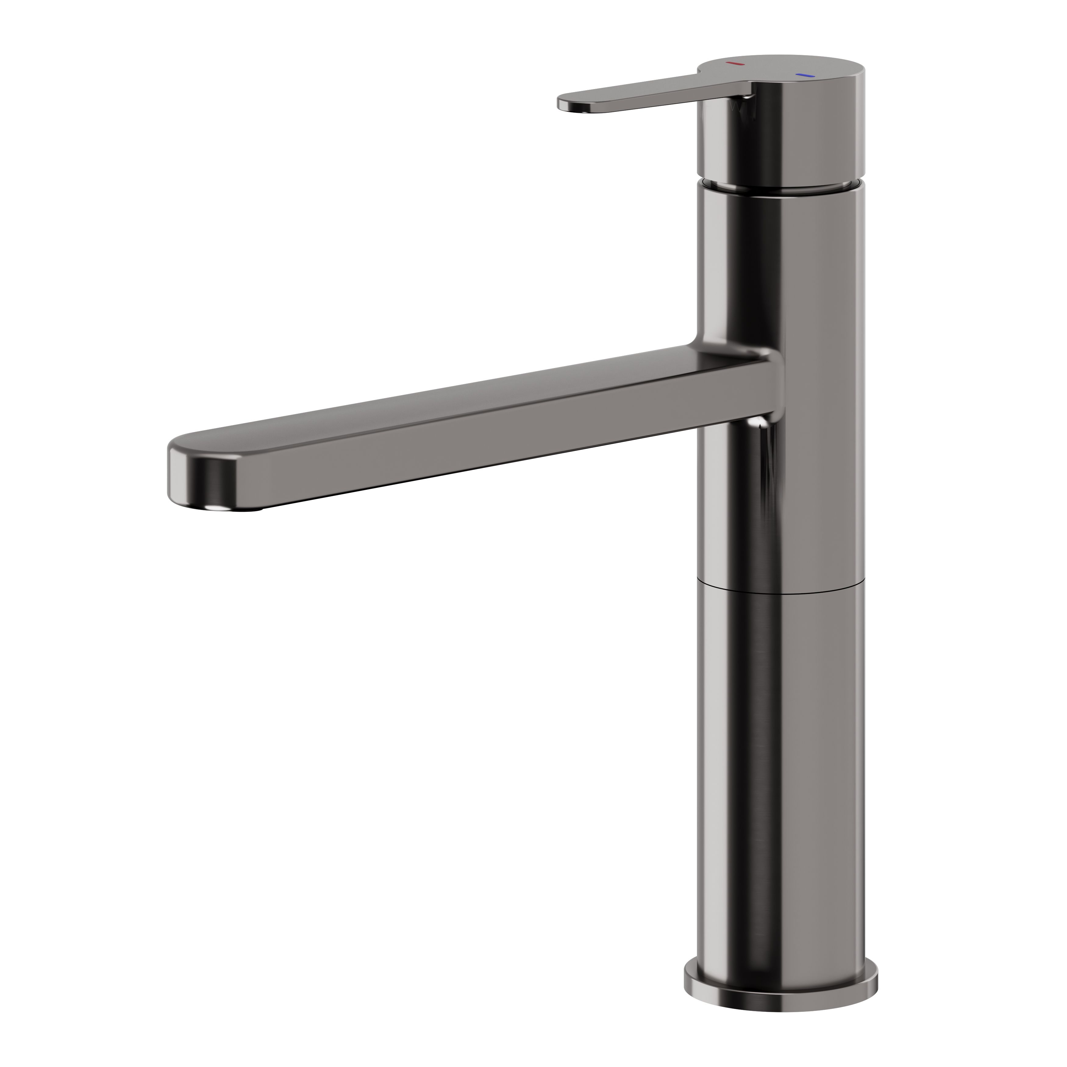 GoodHome Phoran Black Titanium effect Kitchen Top lever Tap