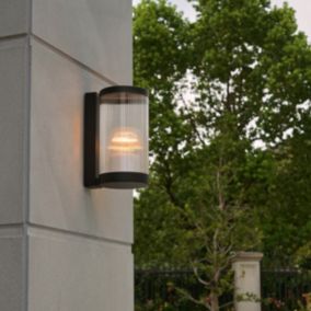 GoodHome Phuket Fixed Matt Black Mains-powered Outdoor Wall light
