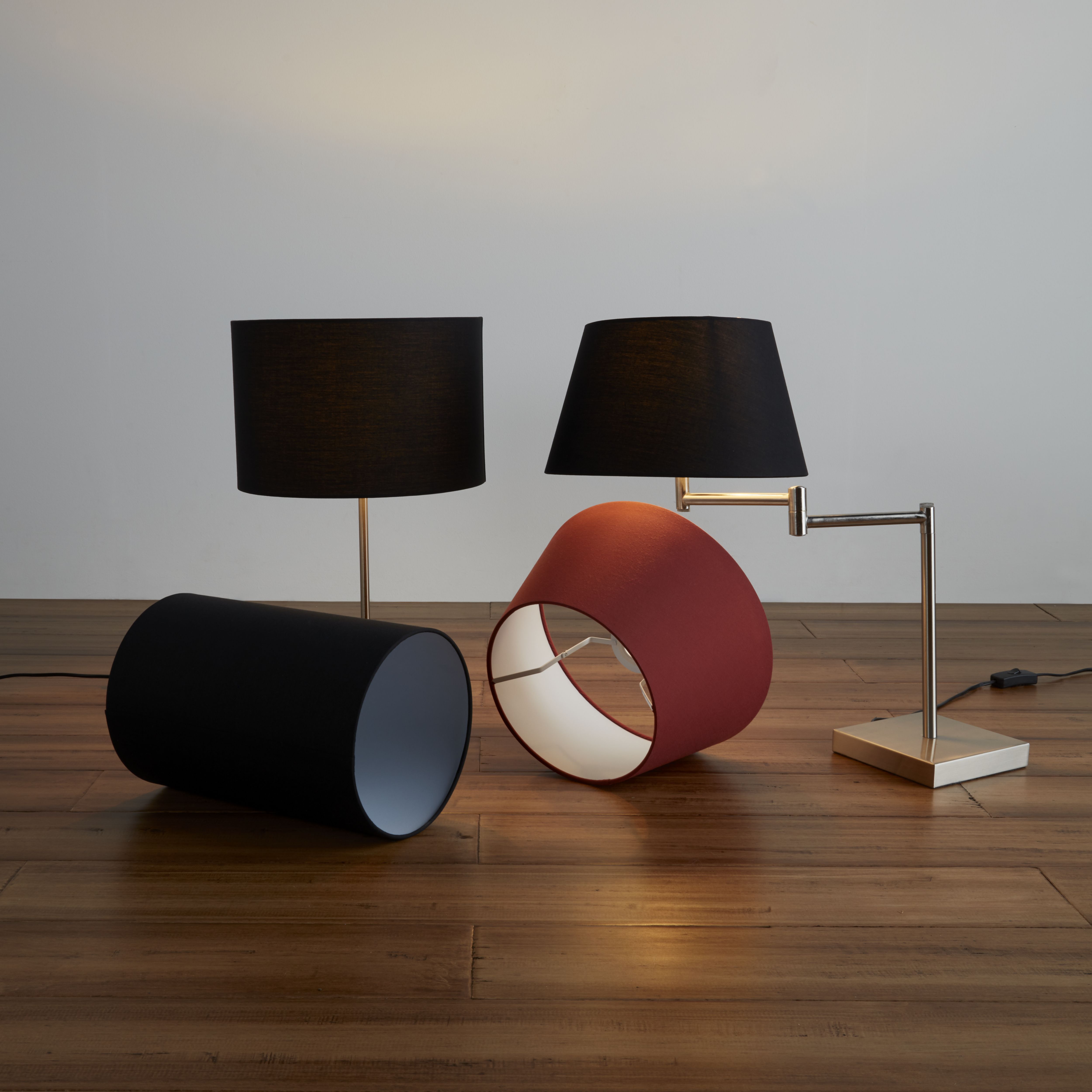 GoodHome Pibrock Charcoal Fabric dyed Cylinder Light shade (D)20cm