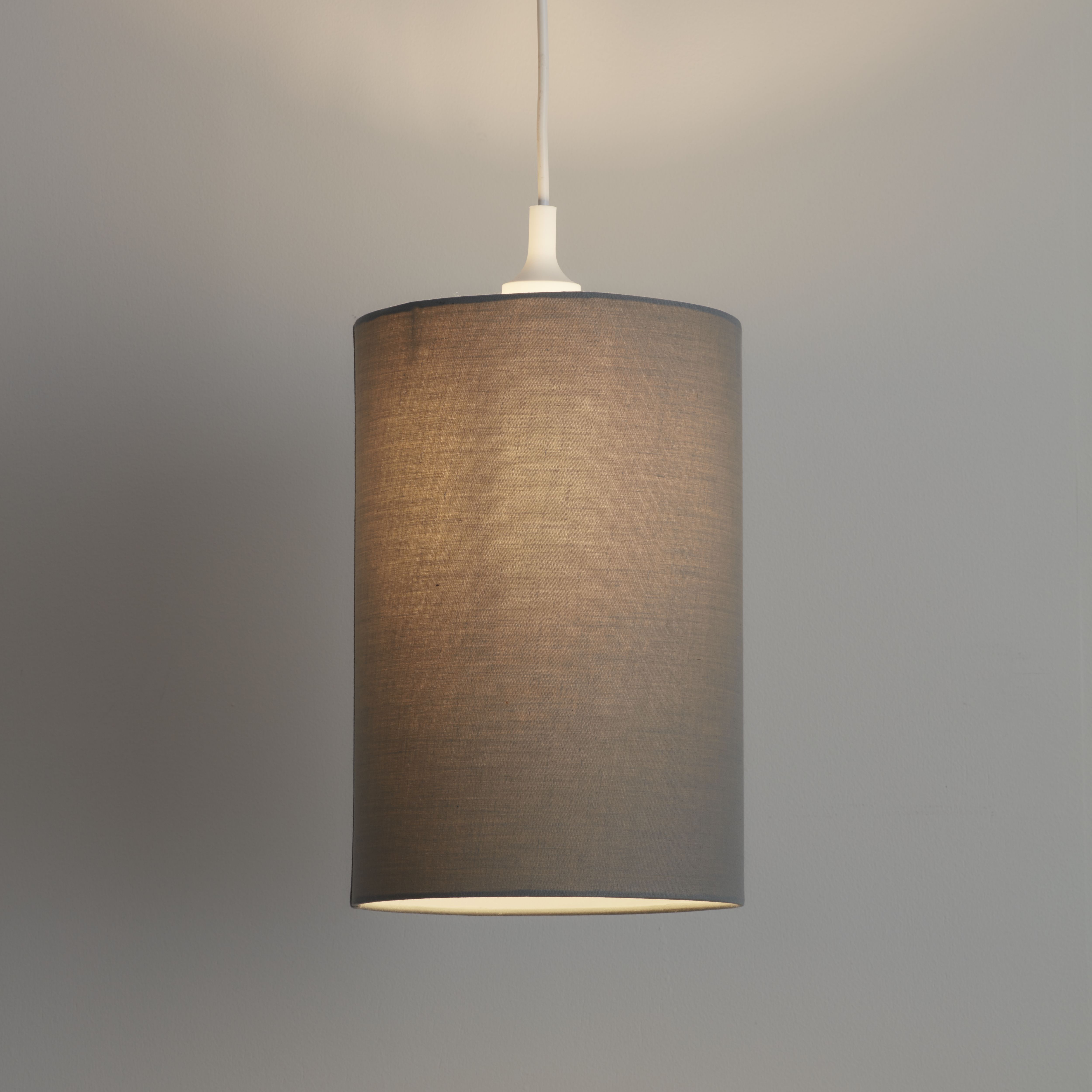 GoodHome Pibrock Light grey Fabric dyed Cylinder Light shade (D)20cm