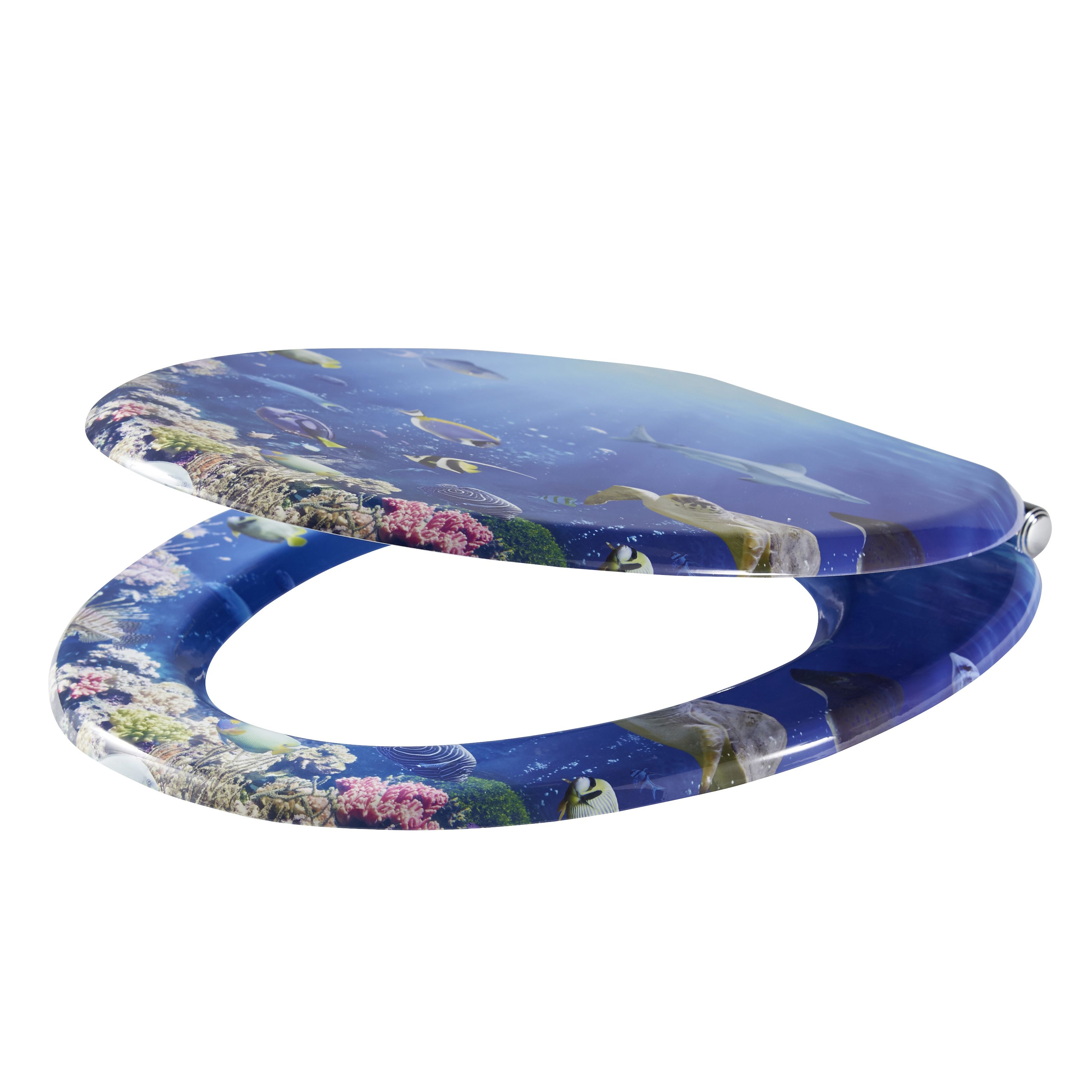 GoodHome Pilica Blue Bottom fix Soft close Toilet seat DIY at B&Q