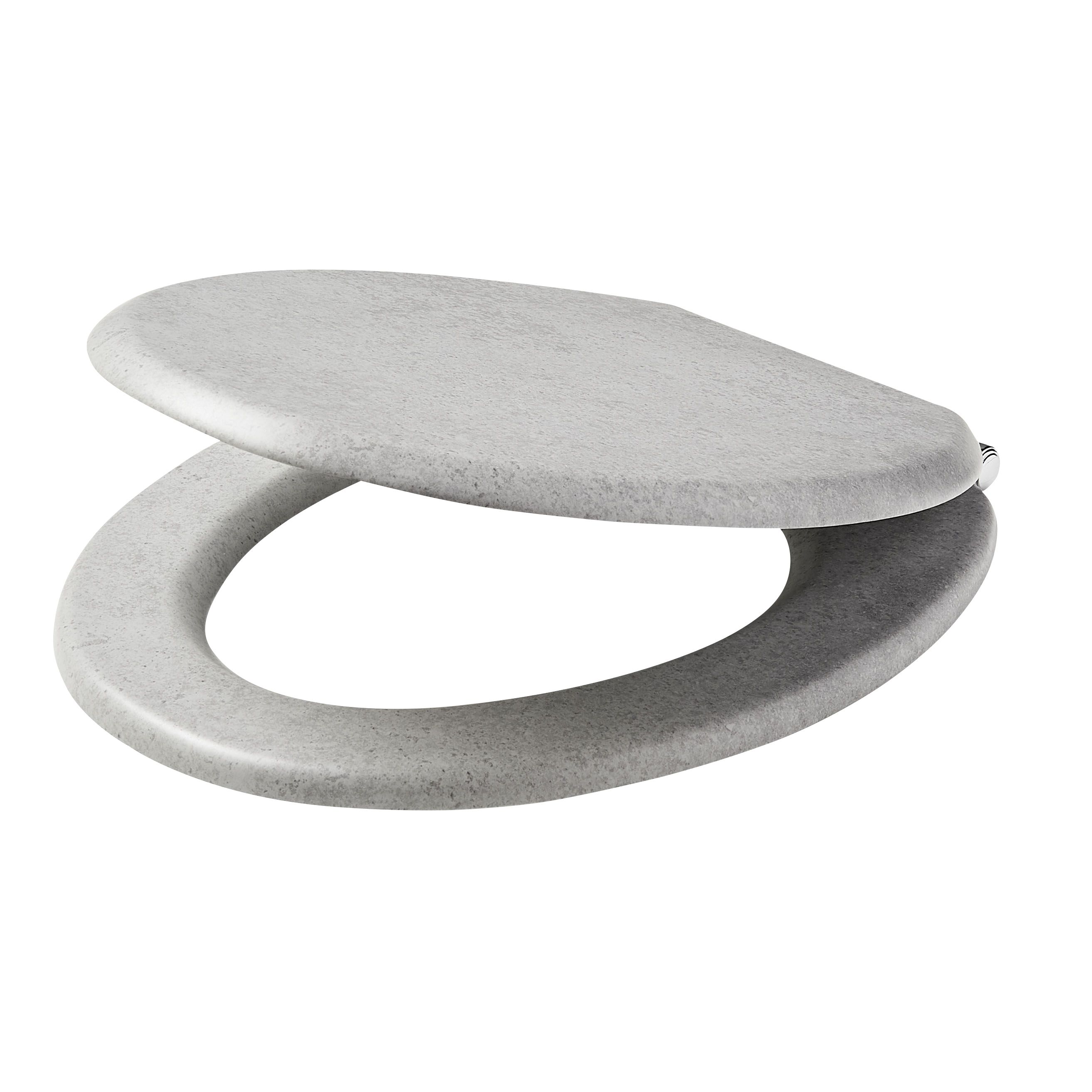 GoodHome Pilica Grey Bottom fix Soft close Toilet seat DIY at B&Q