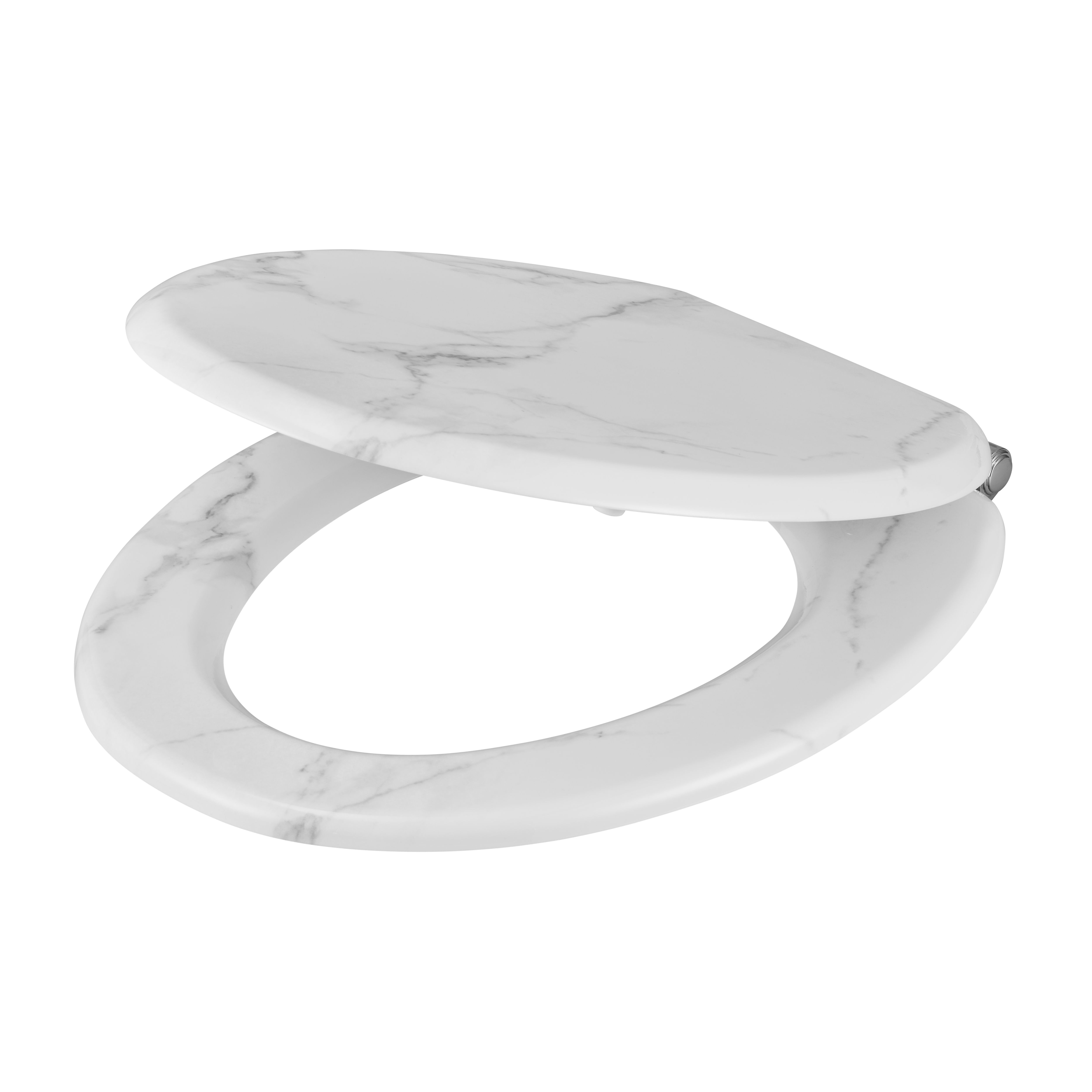 GoodHome Pilica Marble White & black Standard Soft close Toilet seat