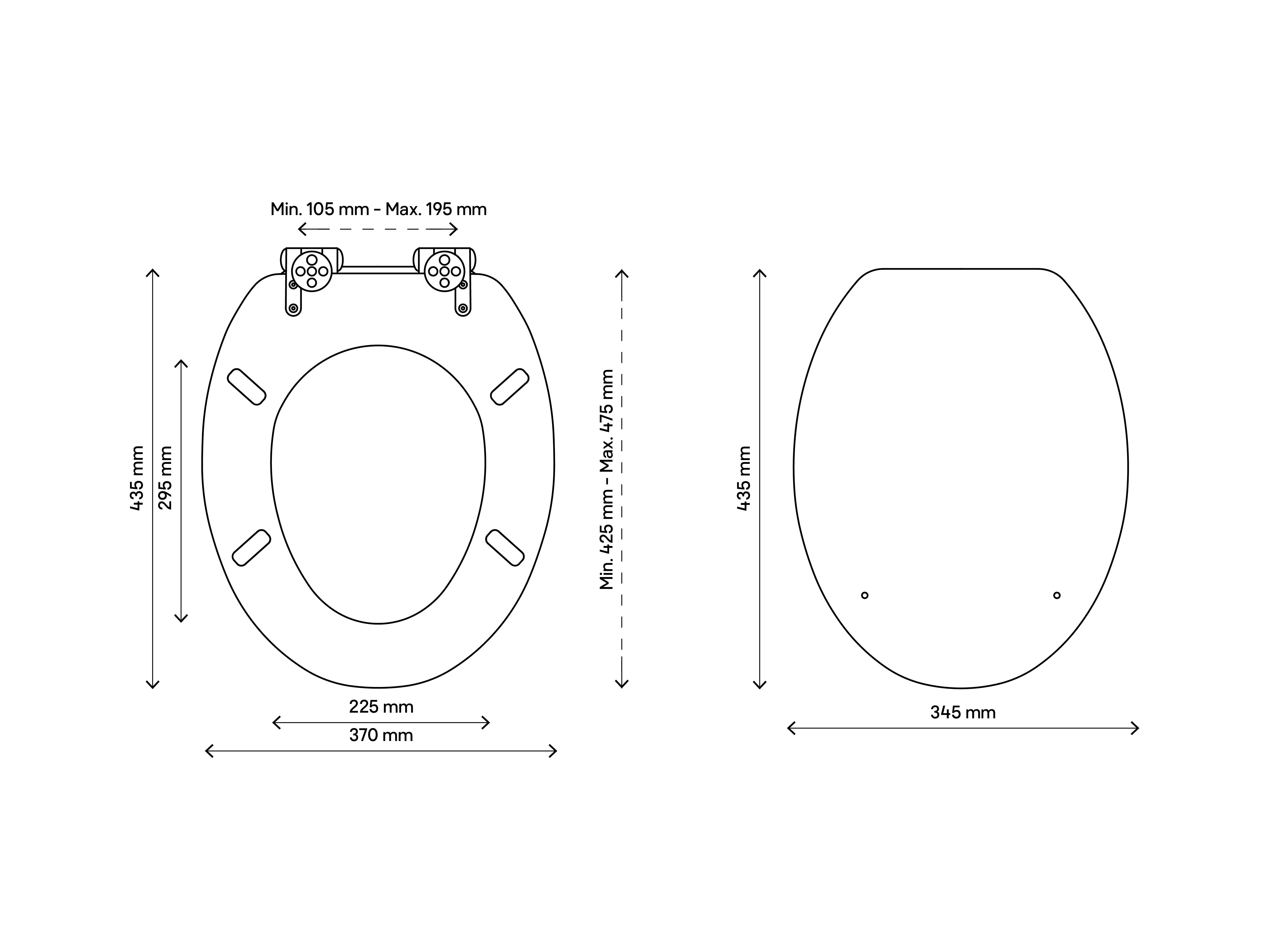 GoodHome Pilica Marble White & black Standard Soft close Toilet seat