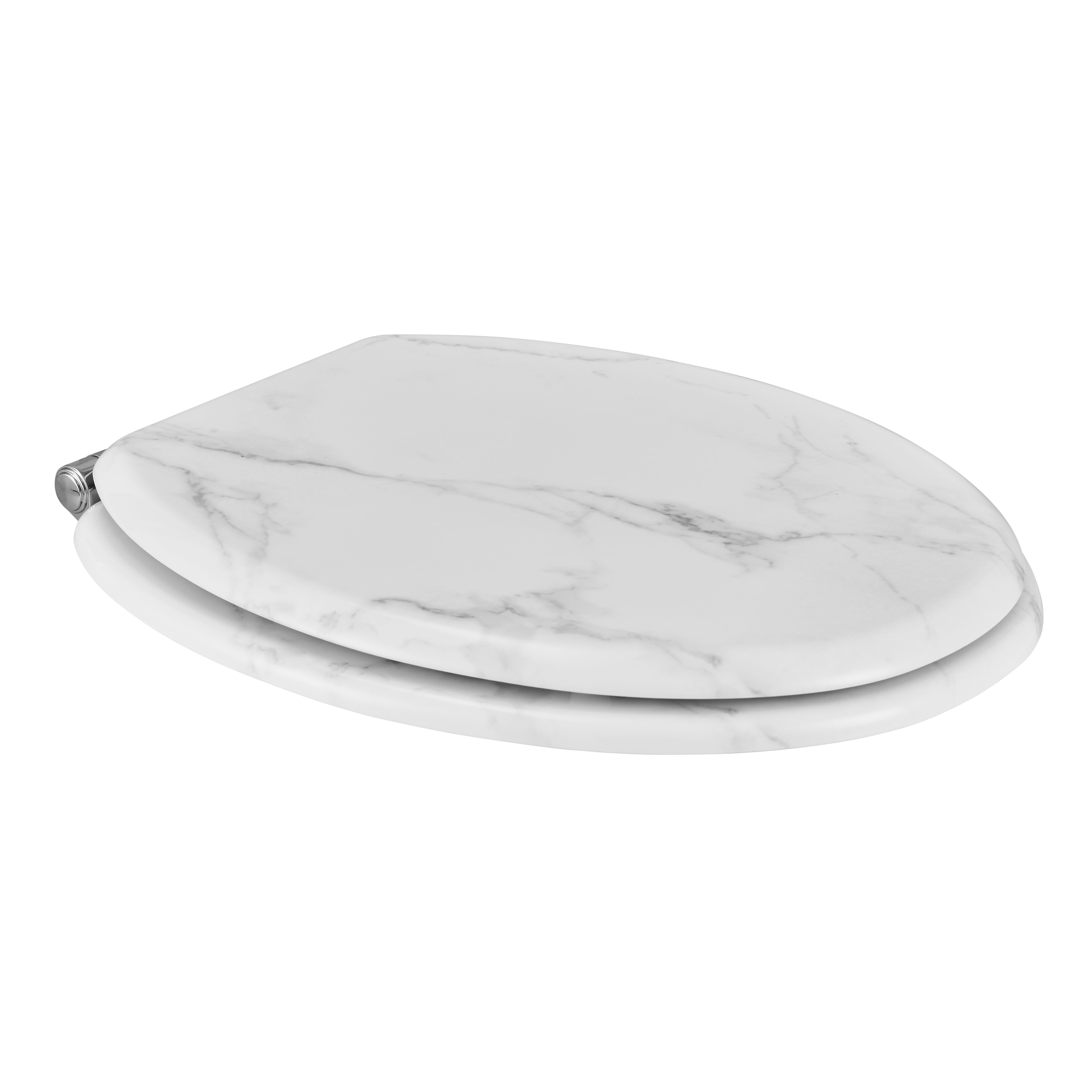 GoodHome Pilica Marble White & black Standard Soft close Toilet seat