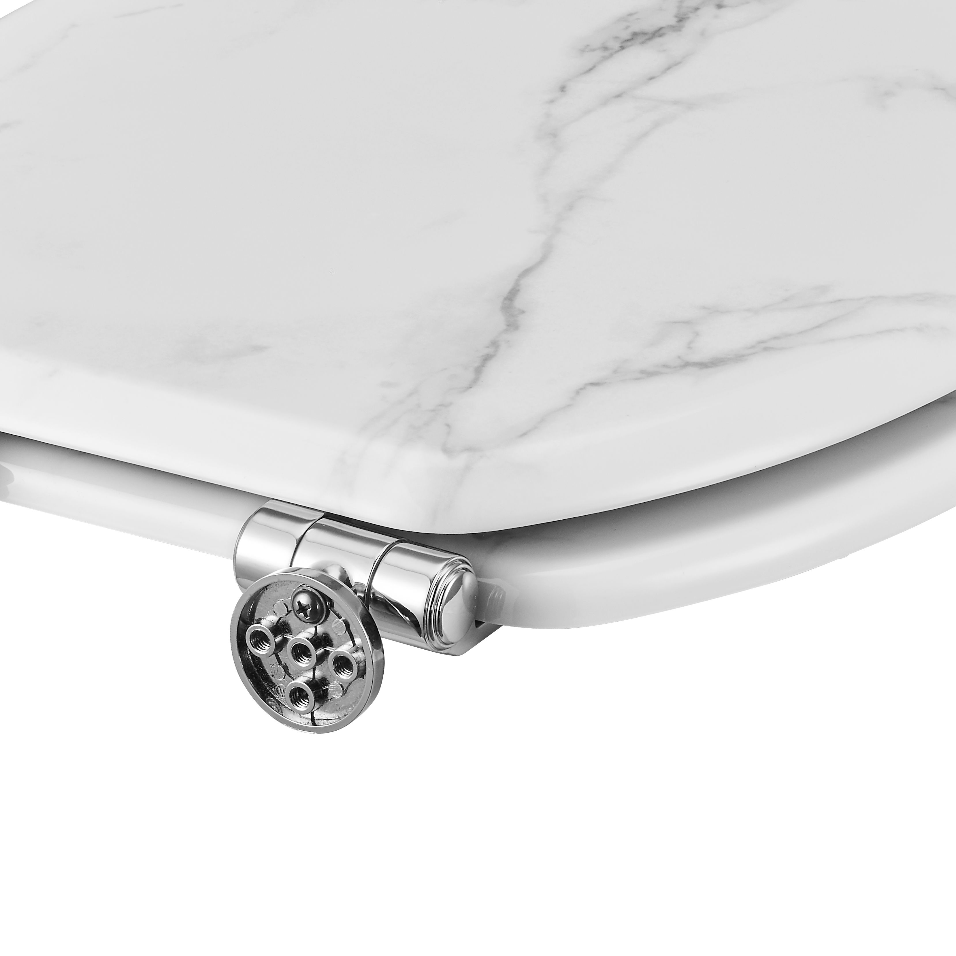 GoodHome Pilica Marble White & black Standard Soft close Toilet seat