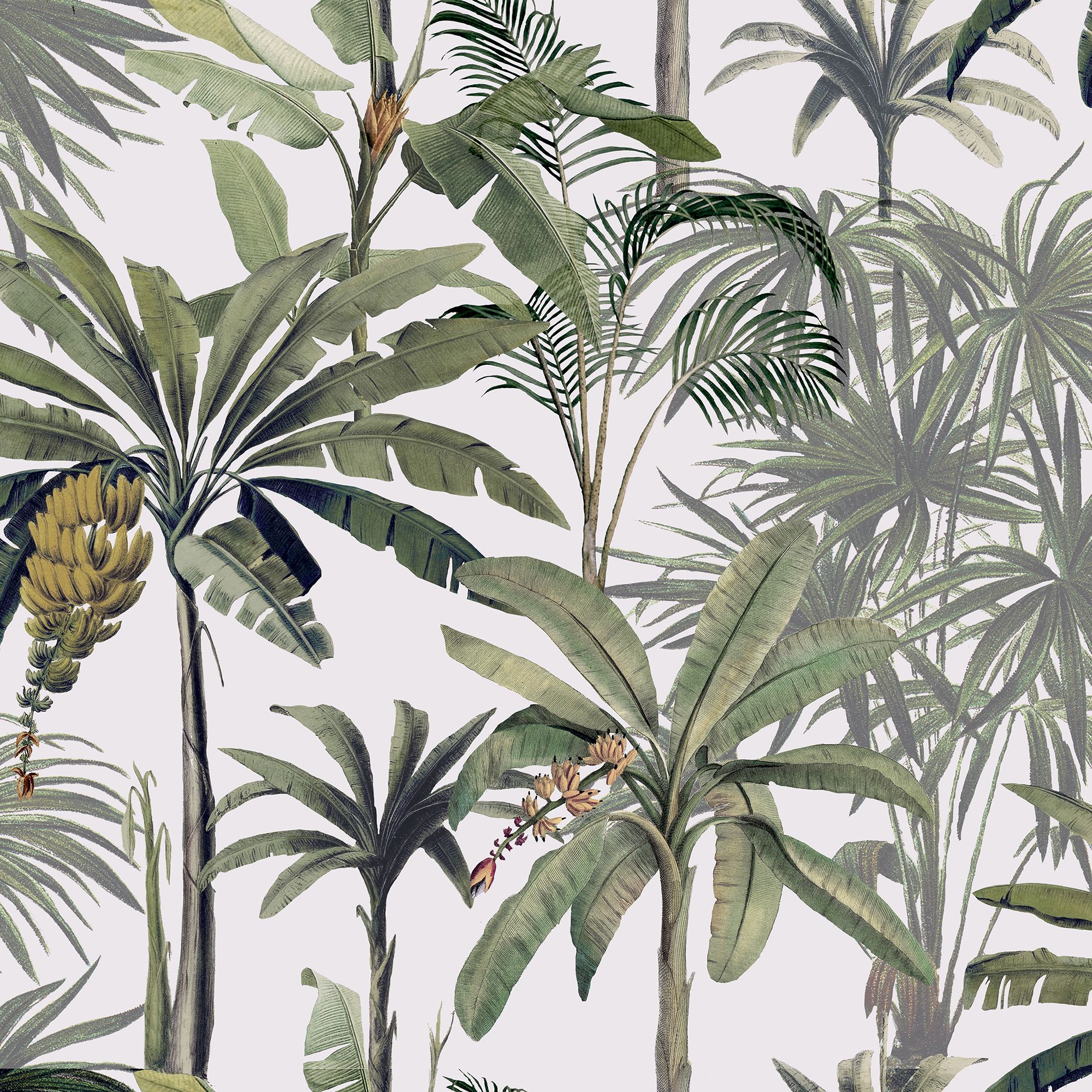 GoodHome Pirit Cream & green Banana leaves Textured Wallpaper DIY at B&Q
