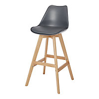 GoodHome Pitaya Dark grey Padded Bar stool