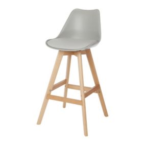 GoodHome Pitaya Light grey Padded Bar stool