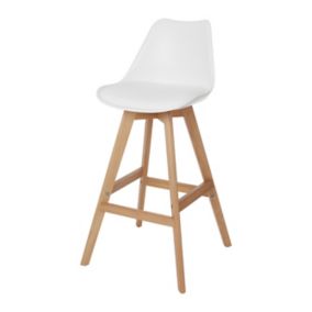 GoodHome Pitaya White Wooden Bar stool