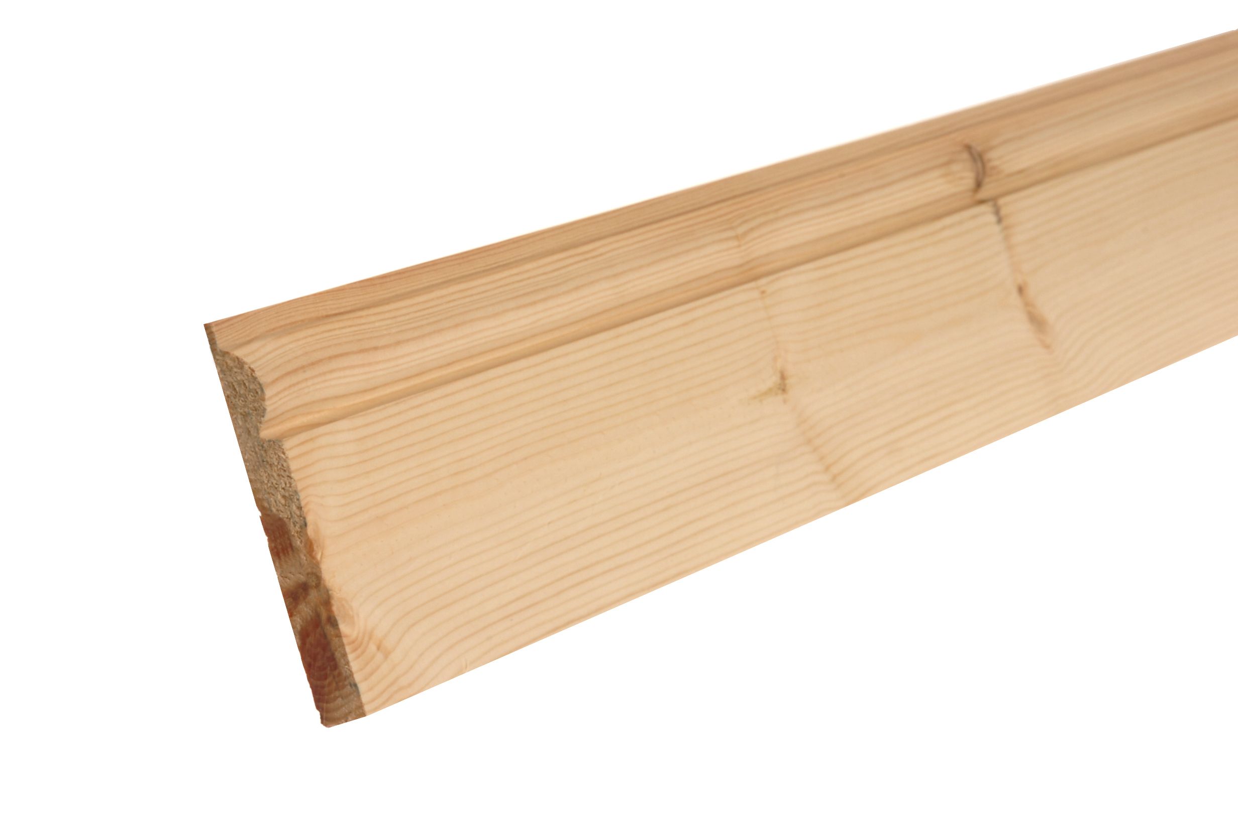 GoodHome Planed Natural Pine Torus Skirting board (L)2400mm (W)119mm (T)15mm (Dia)119mm, Pack of 4
