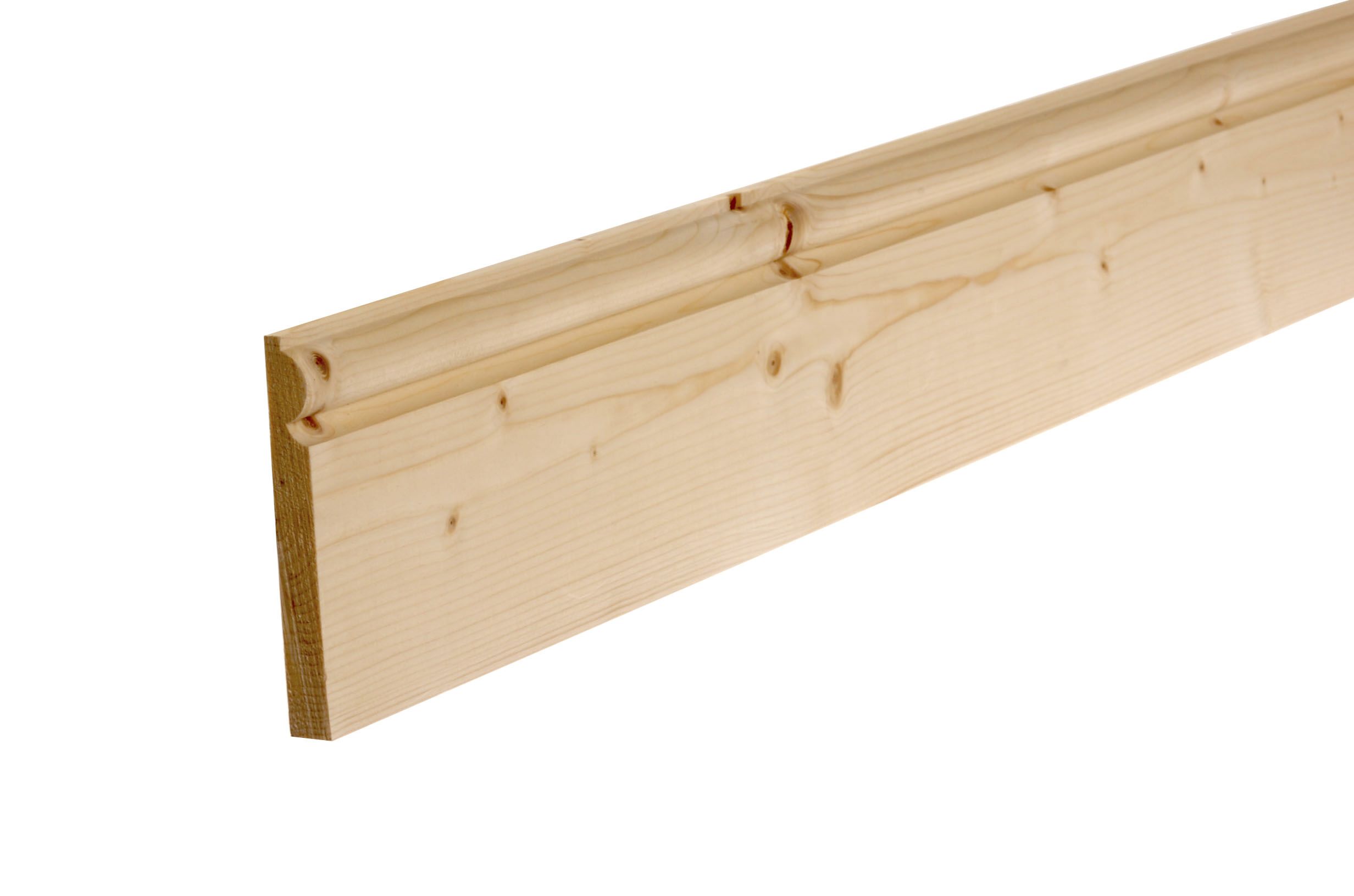 GoodHome Planed Natural Pine Torus Skirting board (L)2400mm (W)144mm (T)19.5mm, Pack of 2