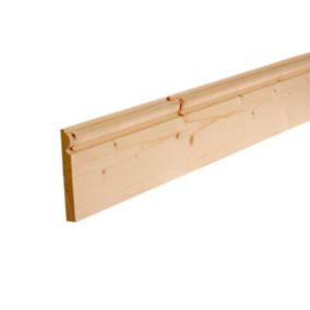 GoodHome Planed Natural Pine Torus Skirting board (L)2400mm (W)144mm (T)19.5mm