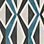 GoodHome Plantago Navy blue & taupe Modern geometric Textured Wallpaper