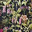 GoodHome Platin Lime & navy Botanical garden Textured Wallpaper