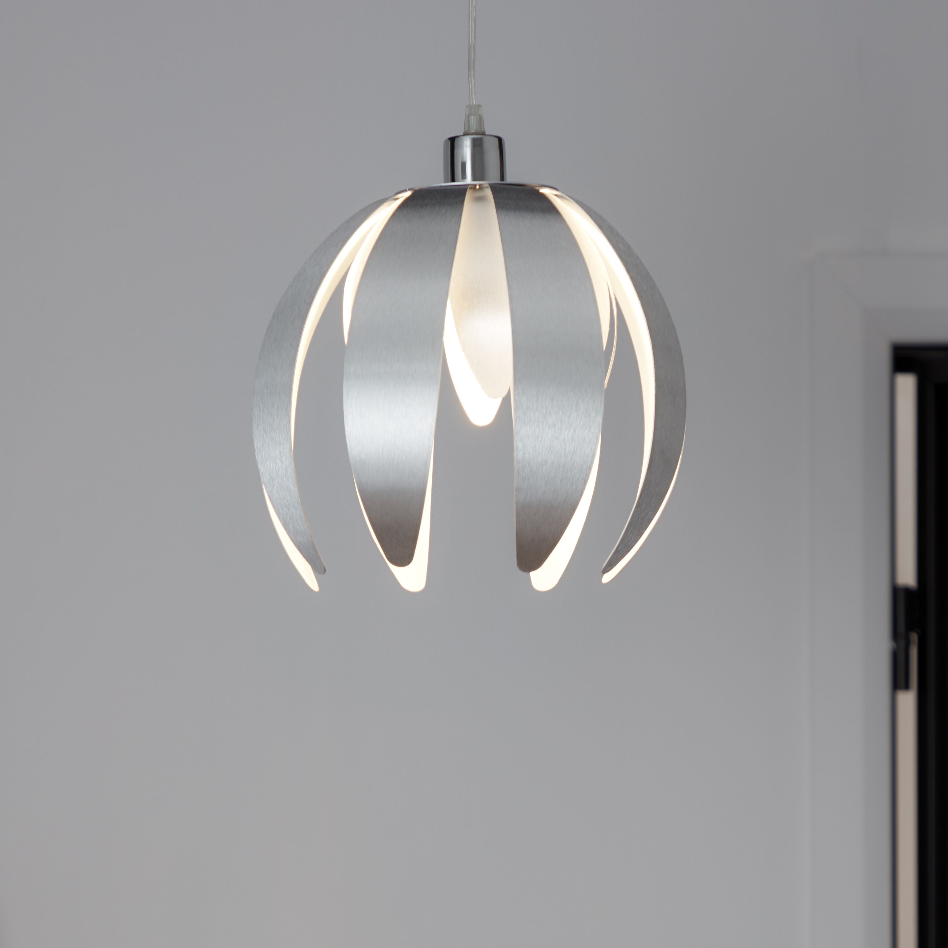 GoodHome Pleiones Silver effect Petal Light shade D 27cm