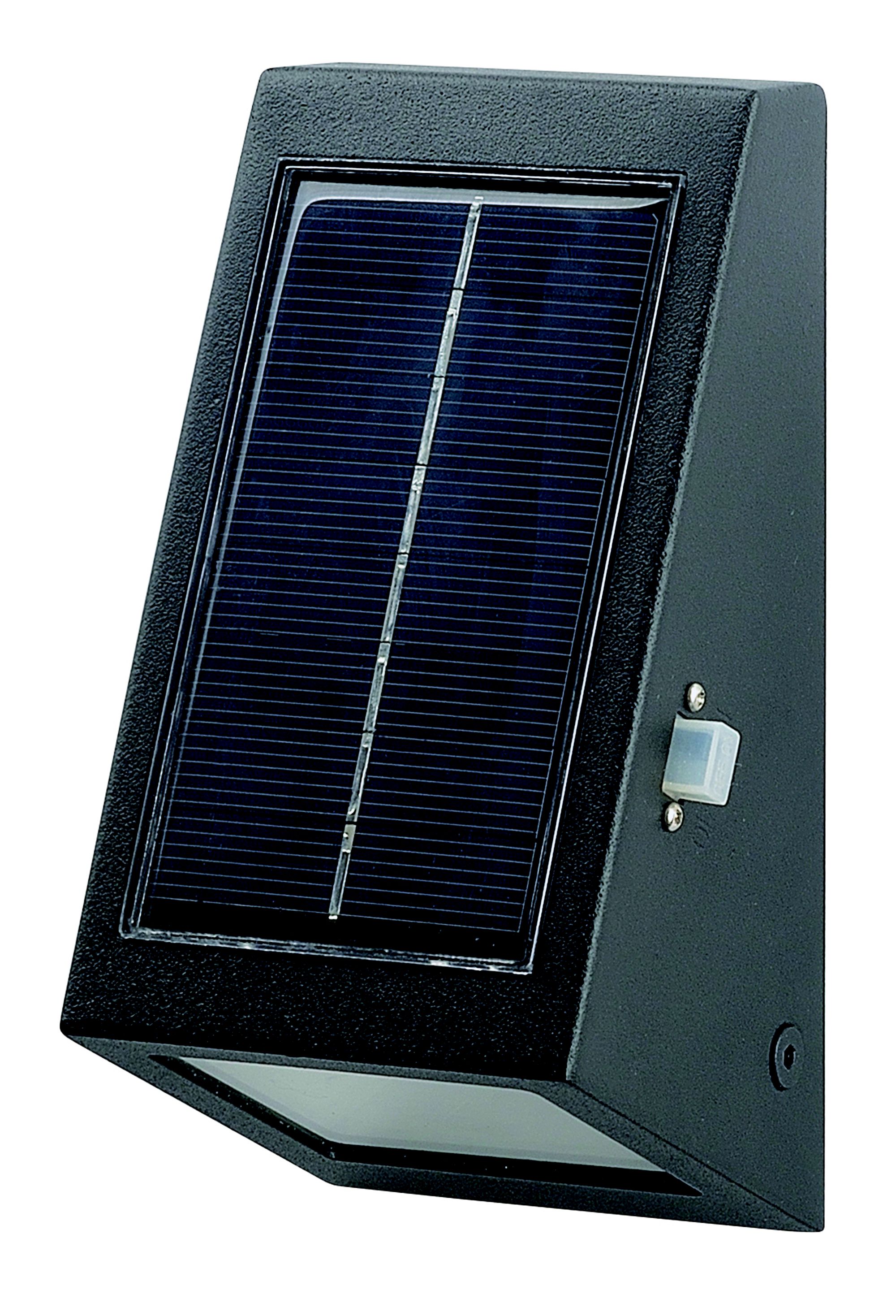 GoodHome Plevna Matt Black Solar-powered Ice white LED Square Deck light