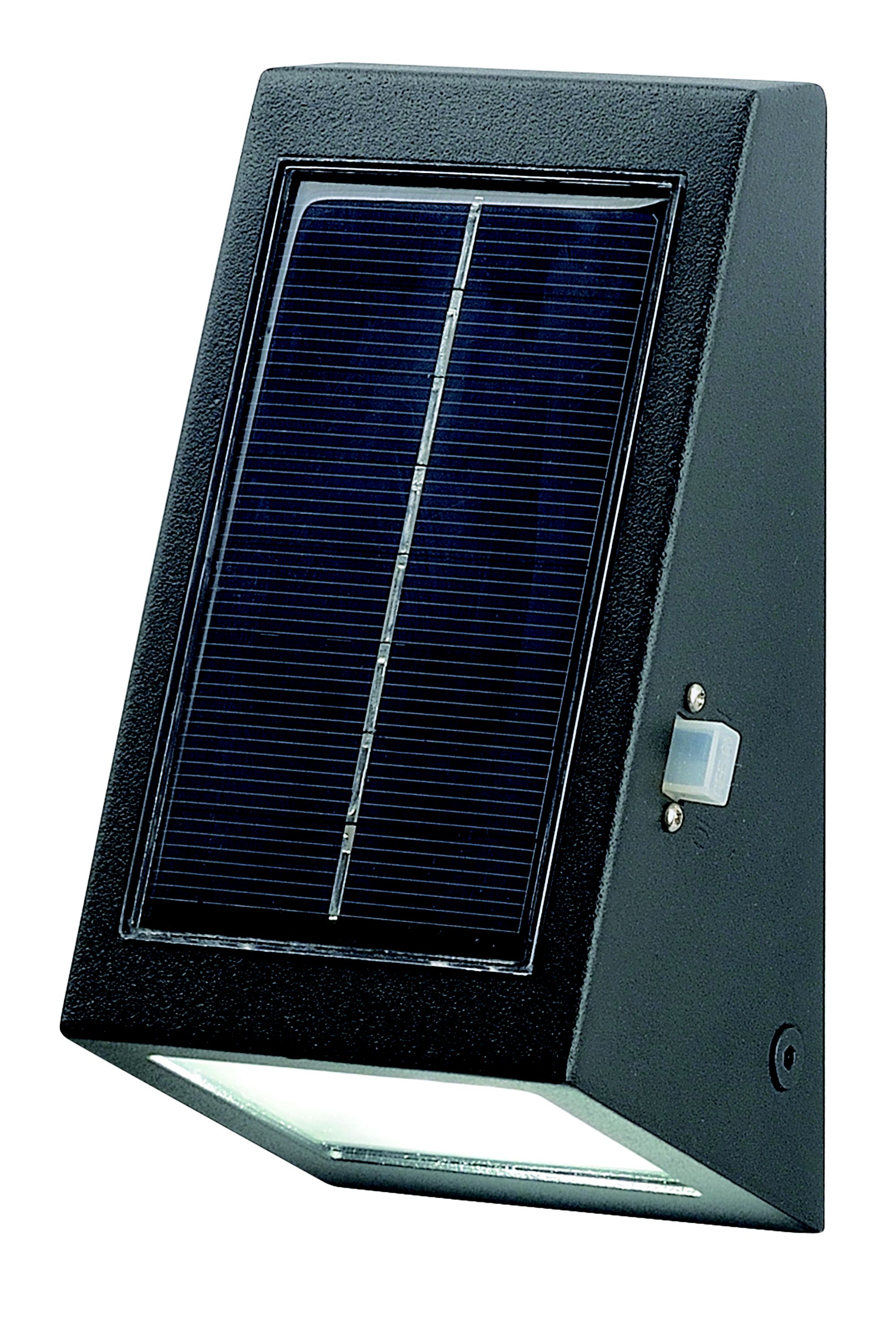 GoodHome Plevna Matt Black Solar-powered Ice white LED Square Deck light