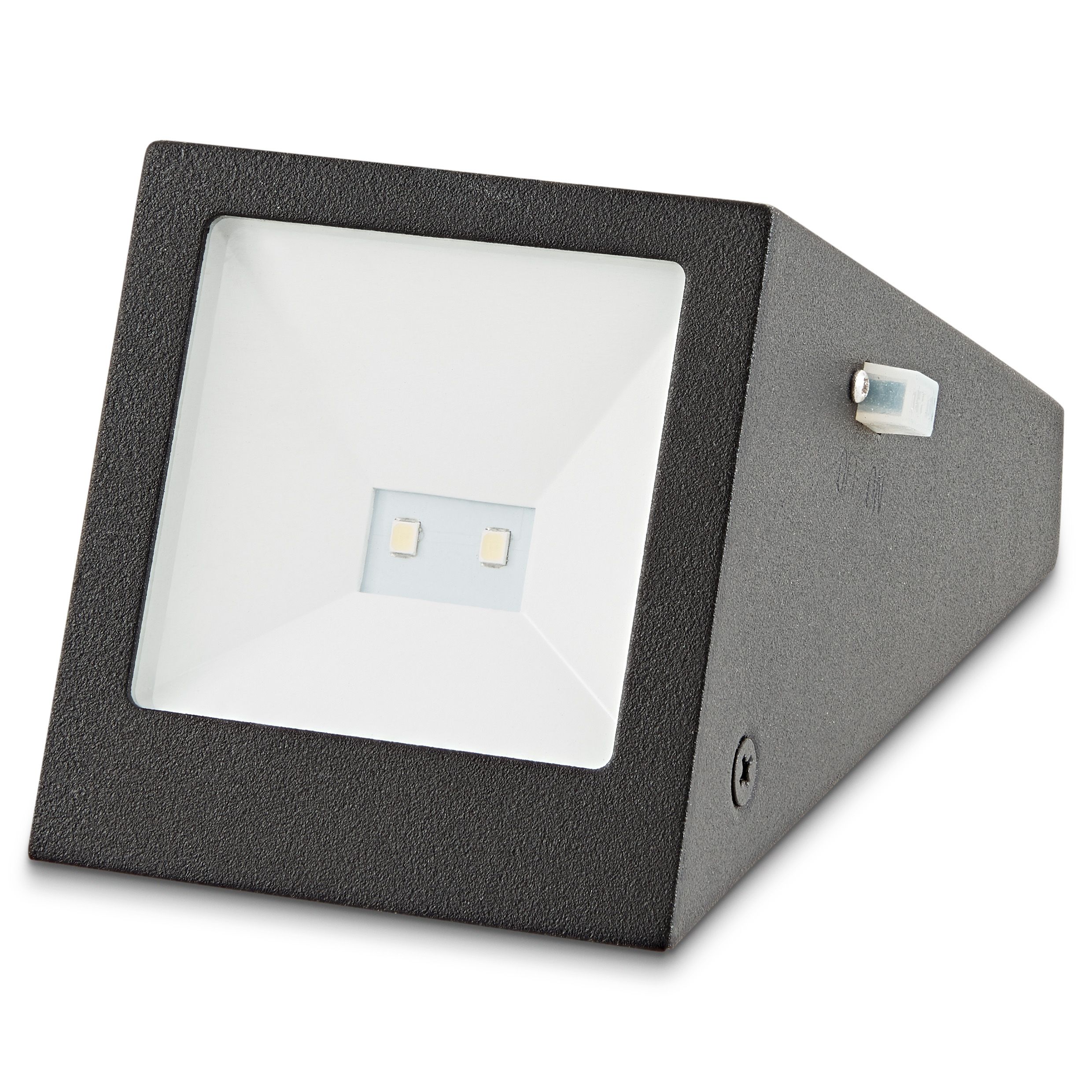 GoodHome Plevna Matt Black Solar-powered Ice white LED Square Deck light