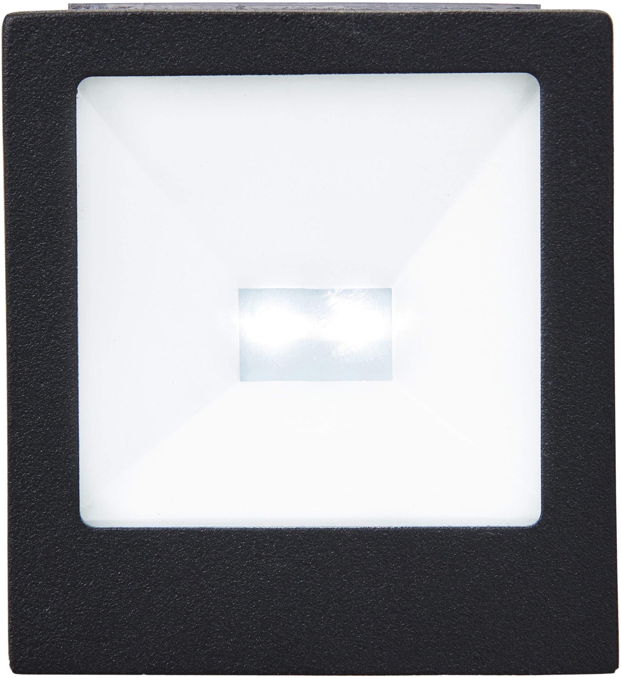 GoodHome Plevna Matt Black Solar-powered Ice white LED Square Deck light
