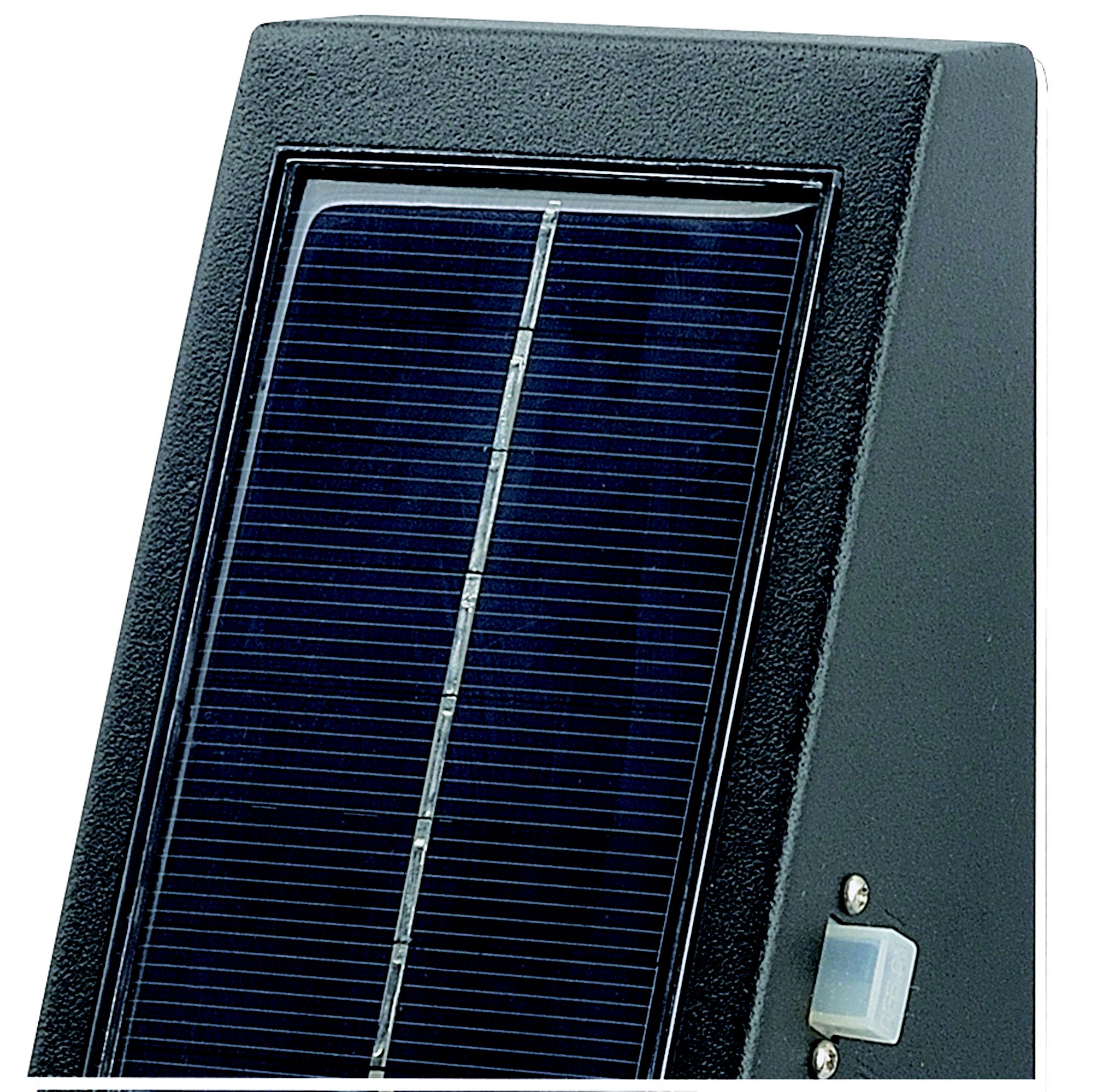 GoodHome Plevna Matt Black Solar-powered Ice white LED Square Deck light