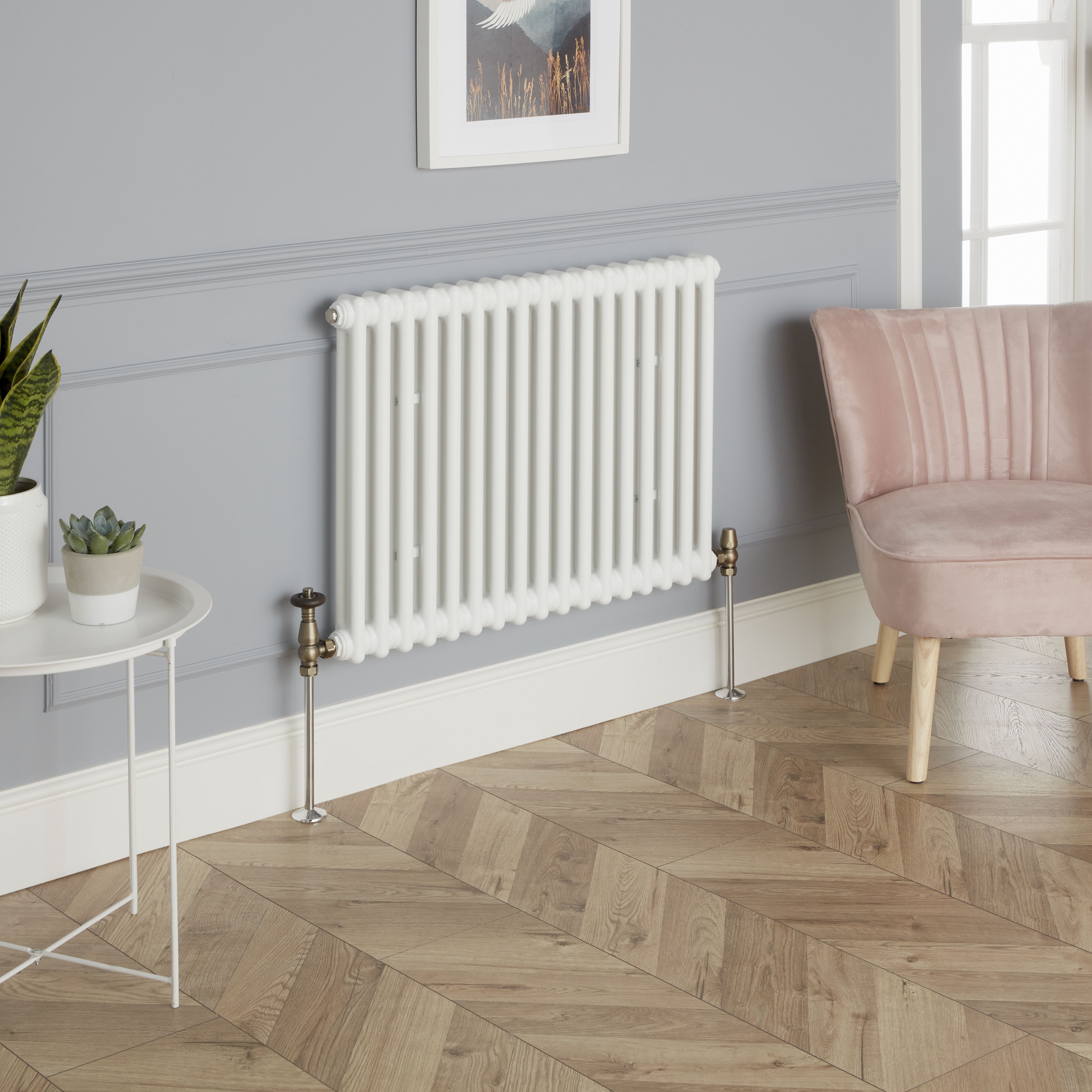 GoodHome Polished Brass Angled Radiator valve & lockshield (Dia)15mm x ½