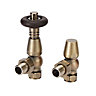 GoodHome Polished Brass Angled Thermostatic Radiator valve & lockshield (Dia)15mm x ½"