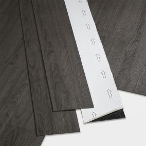 GoodHome Poprock Dark grey Wood planks Wood effect Self-adhesive Vinyl plank, 0.97m²