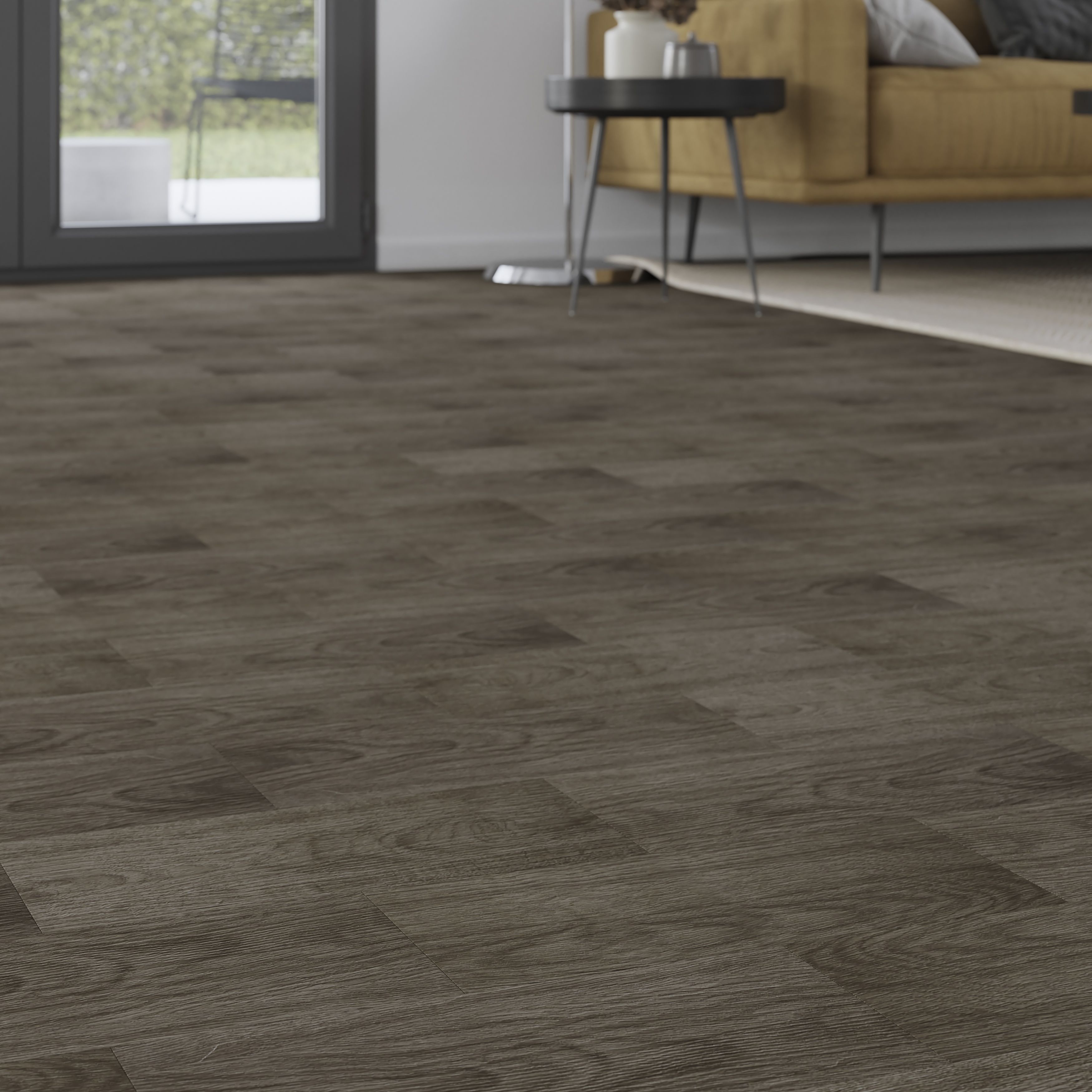 GoodHome Poprock Grey Wood effect Self-adhesive Vinyl plank, 0.97m²