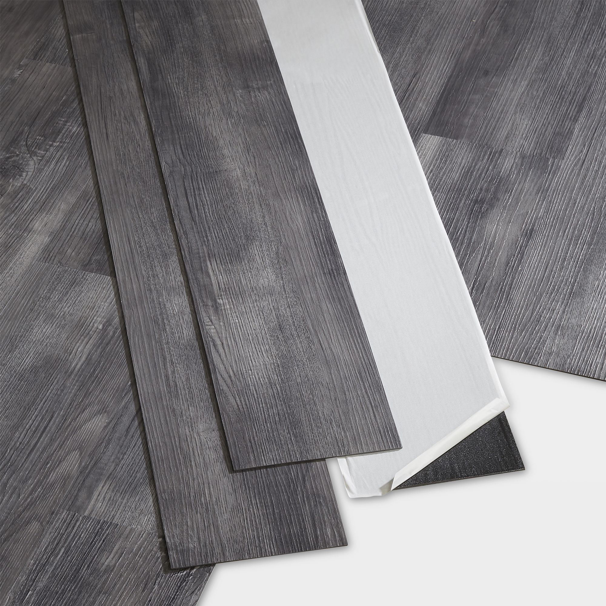 GoodHome Poprock Grey Wood effect Self-adhesive Vinyl plank, 1.11m²