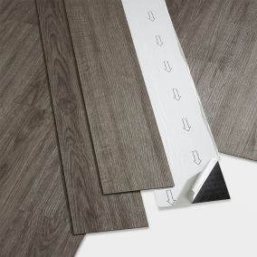 GoodHome Poprock Grey Wood planks Wood effect Self-adhesive Vinyl plank, Pack of 7