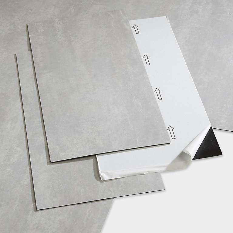 Goodhome Poprock Light Grey Tile Stone, White Self Adhesive Vinyl Floor Tiles Uk
