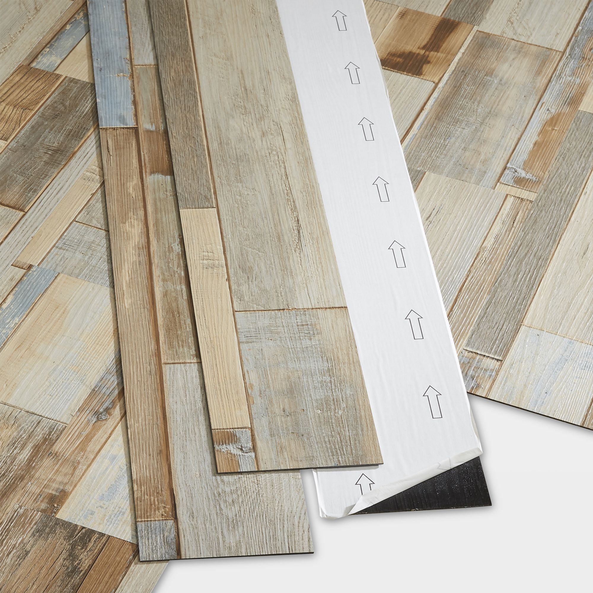GoodHome Poprock Multi-blue Wood planks Wood effect Self-adhesive Vinyl plank, Pack of 7