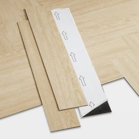 GoodHome Poprock Natural Wood effect Self-adhesive Vinyl plank, 1.2m²